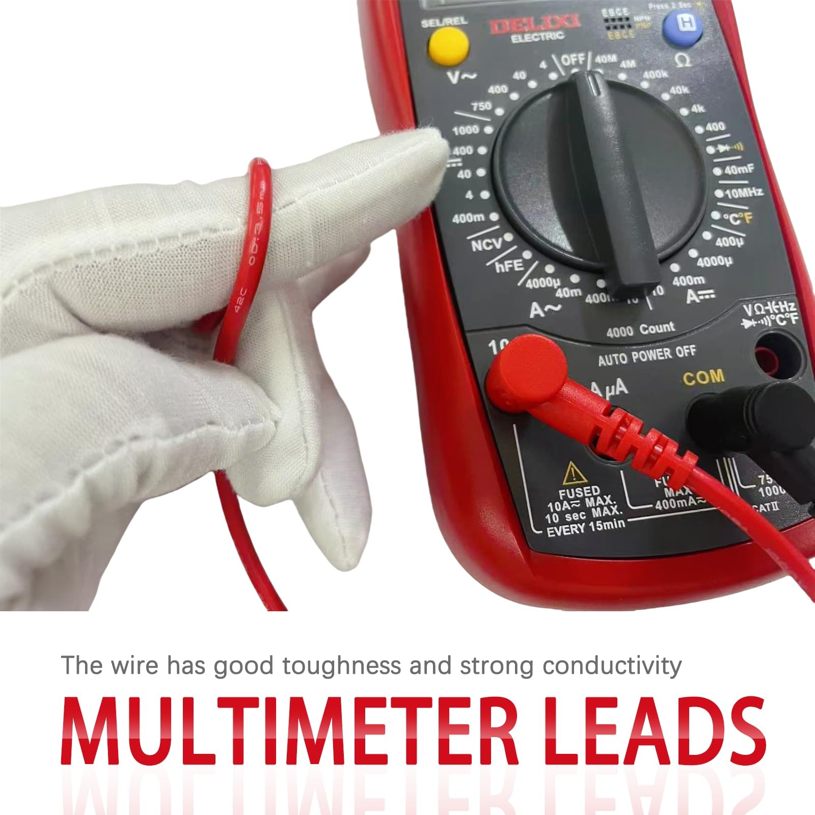 Bectyton 2PCS Digital Multimeter Test Leads Set with 39.8 inches, Black/Red