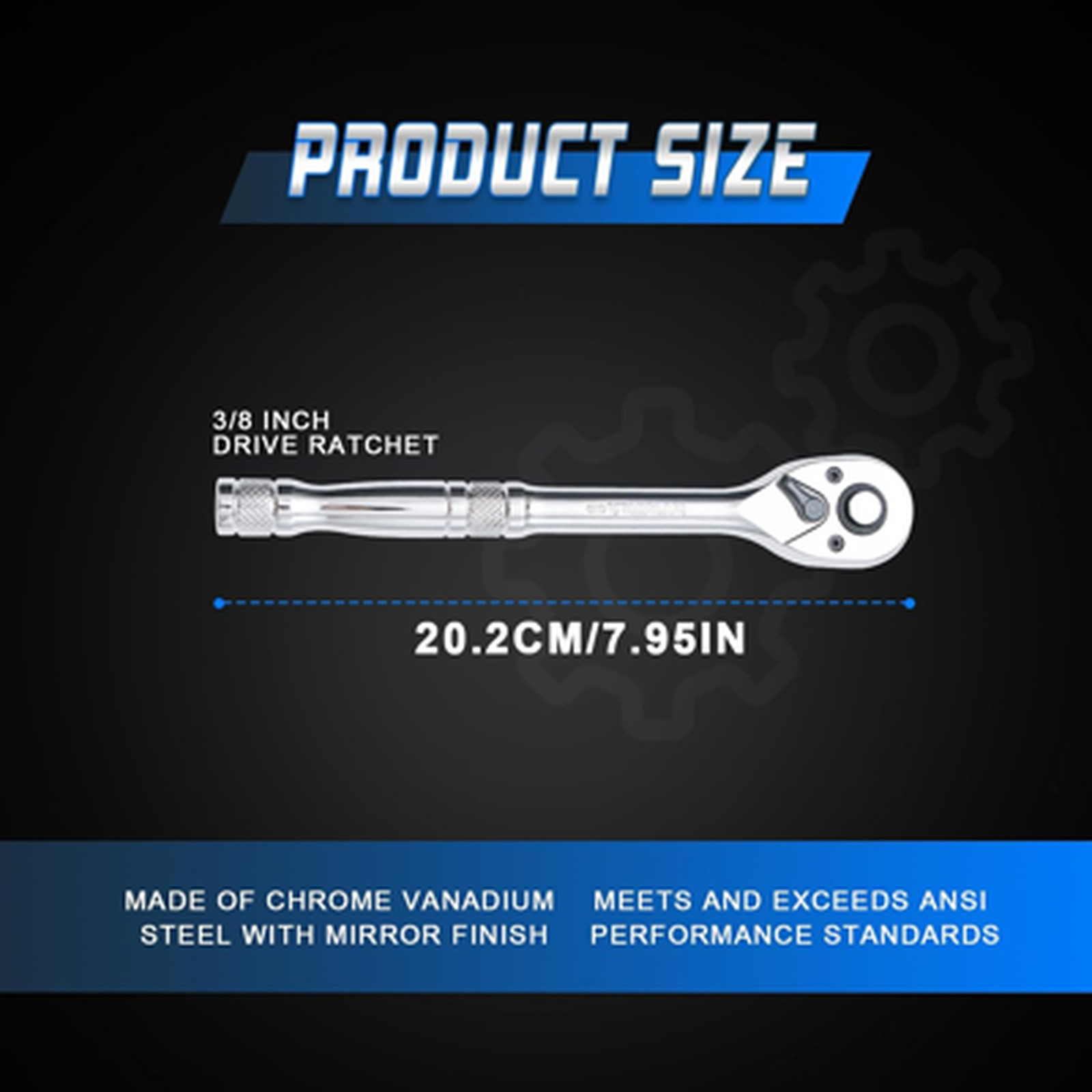 3/8 Inch Drive Ratchet Wrench Chrome Vanadium 72-Tooth Quick Release Reversible