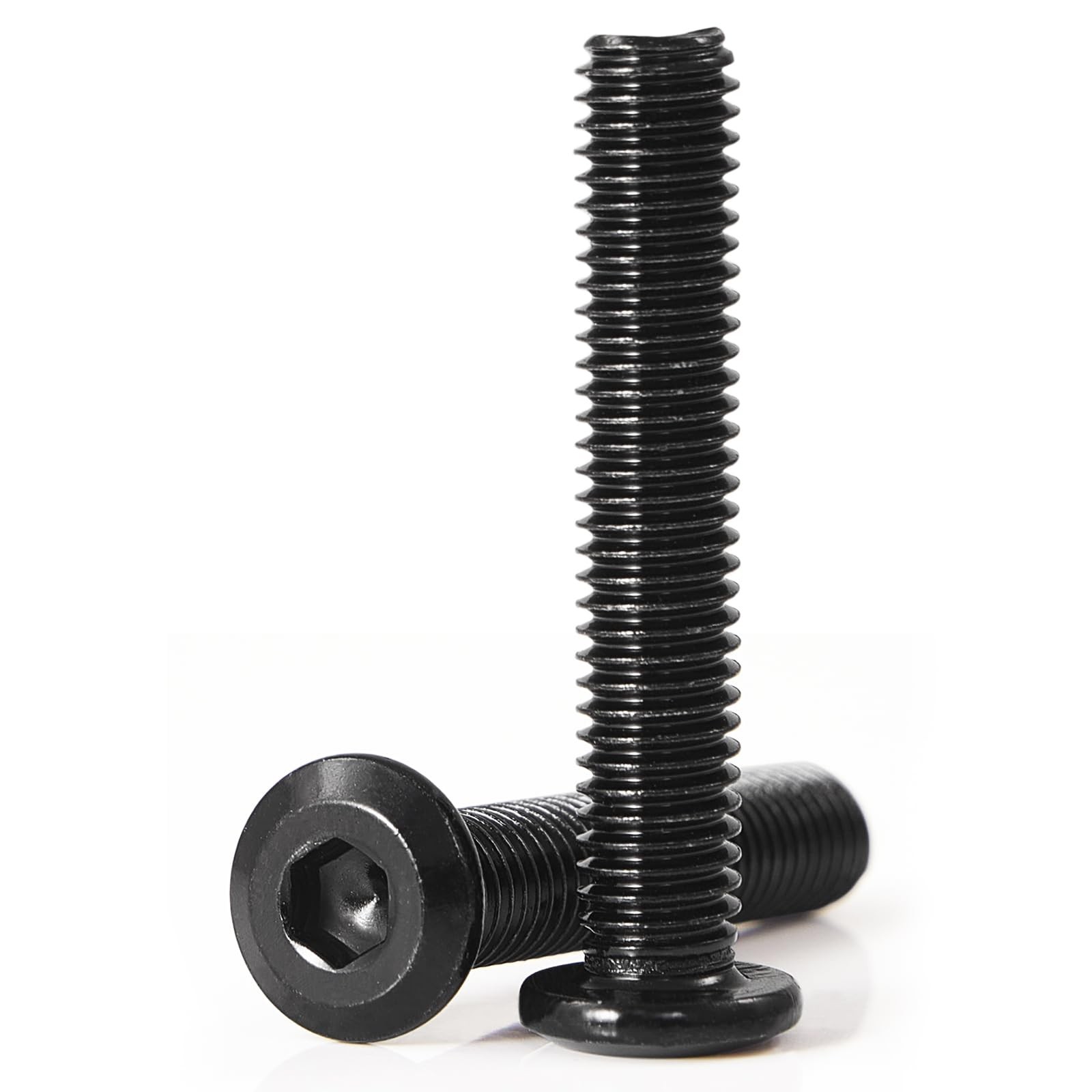 M6 x 70mm 10Pcs Flat Head Hex Socket Cap Screws, 304 Stainless Steel 18-8, Bl...