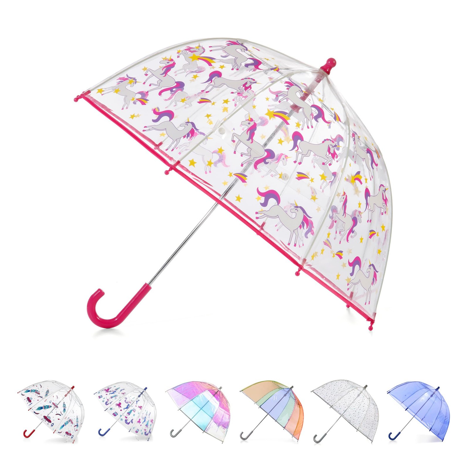 Kids Clear Bubble Umbrella with Dome Canopy, Lightweight Design, Wind and Rai...
