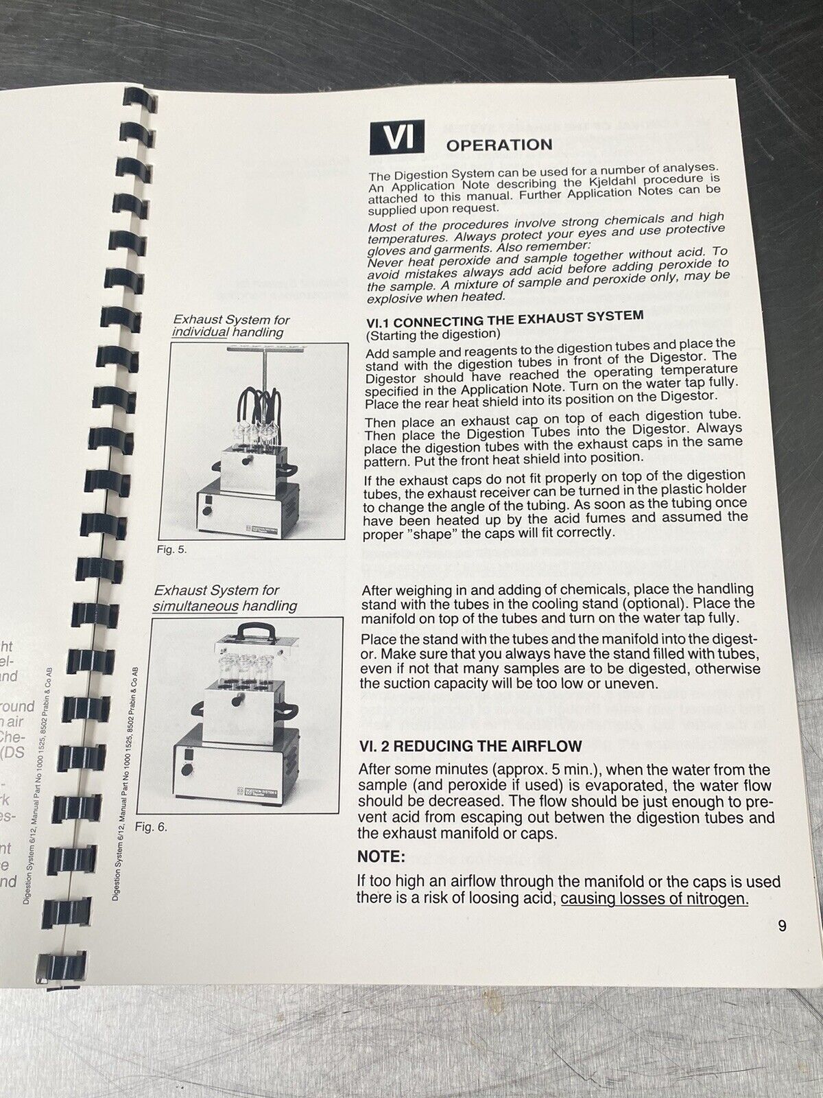 Tecator Digestion System 6/12 - Users Manual /Instructions Book