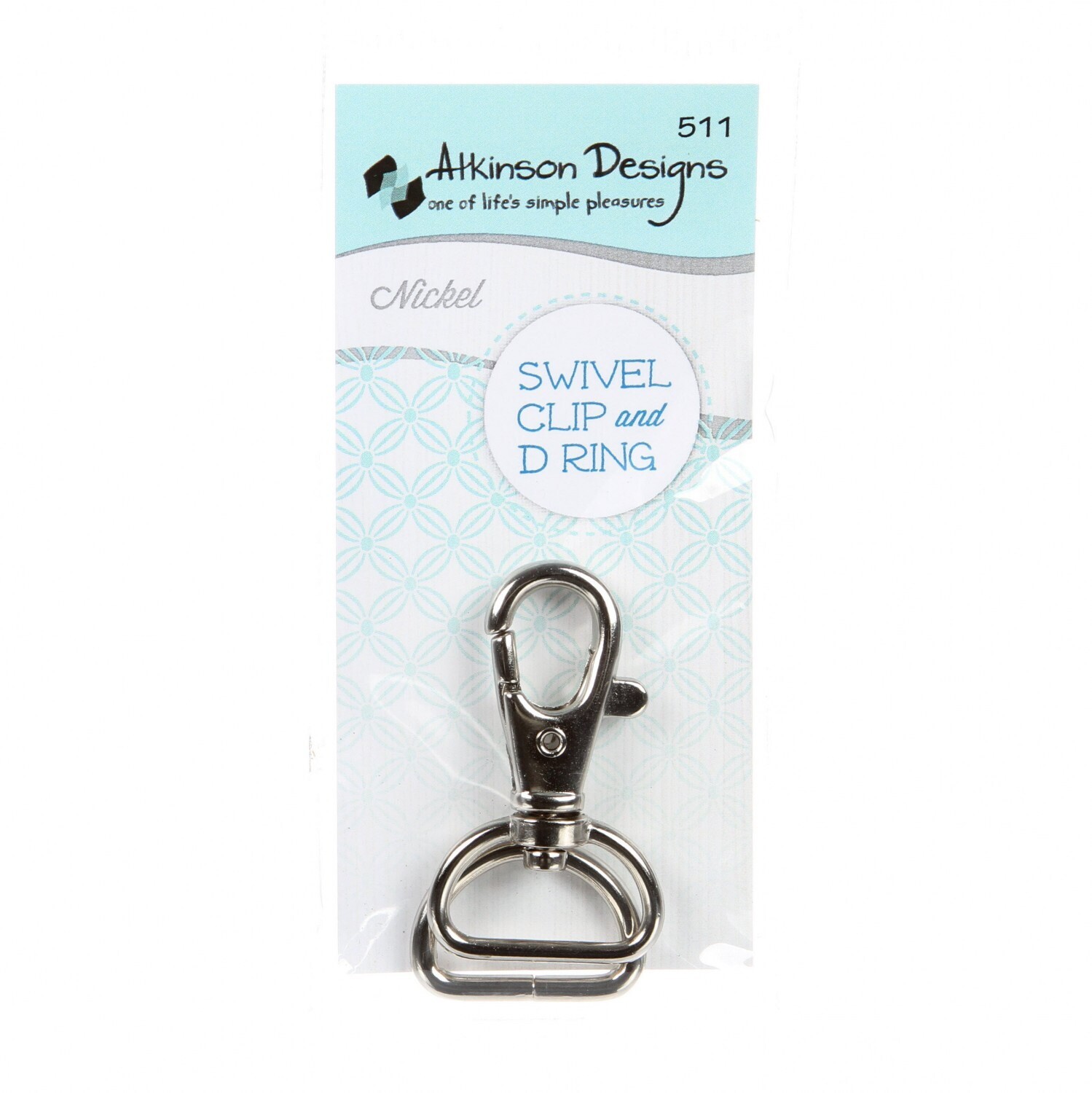 Atkinson Designs D Ring and Swivel Clip Nickel 511 3/4 in. Pocket Book Hareware