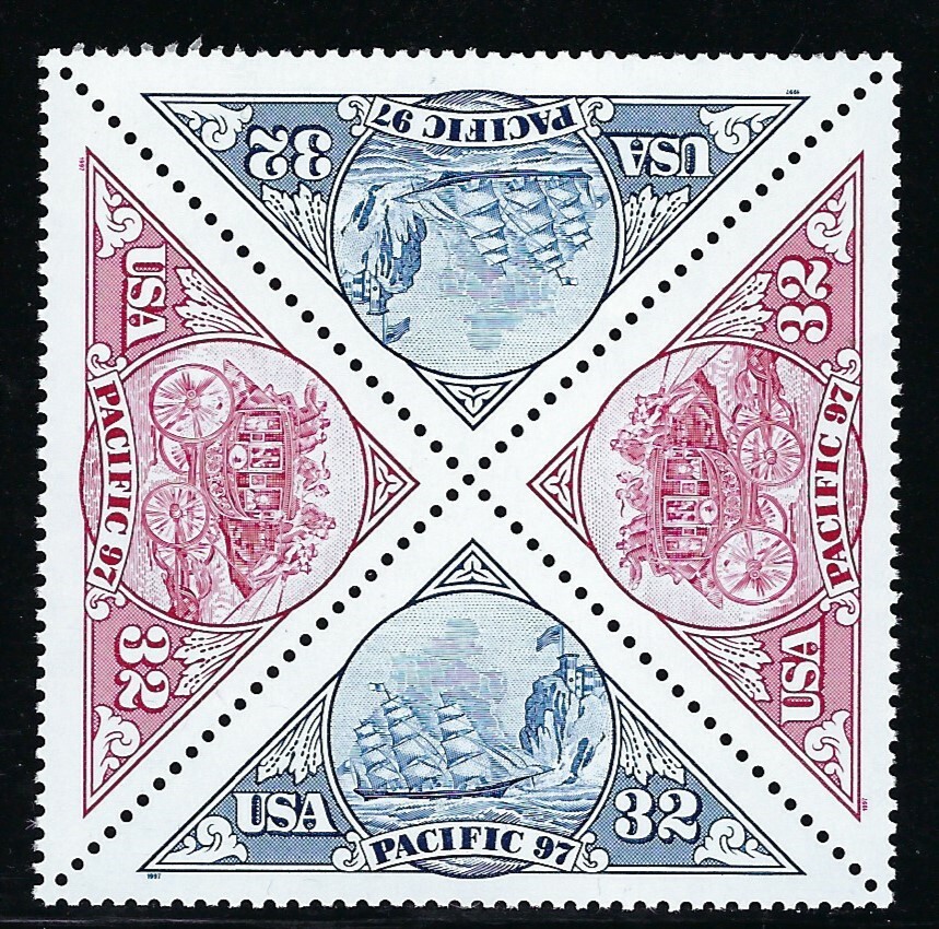 USA - MNH BL 4 Triangle Stamps - Pacific Stamp Expo  - 1997........#3130-3131