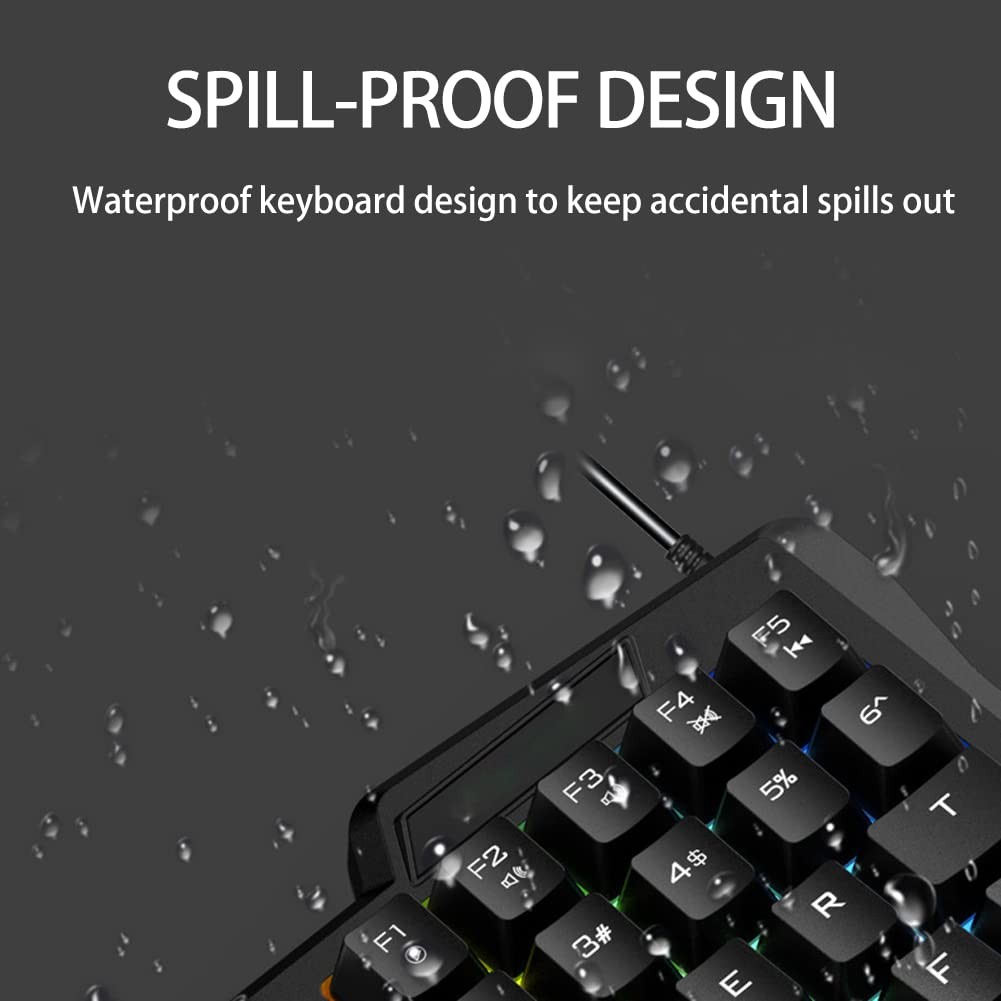 OneHanded Mechanical Gaming Keyboard 35 Keys Waterproof 3 Color Backlight