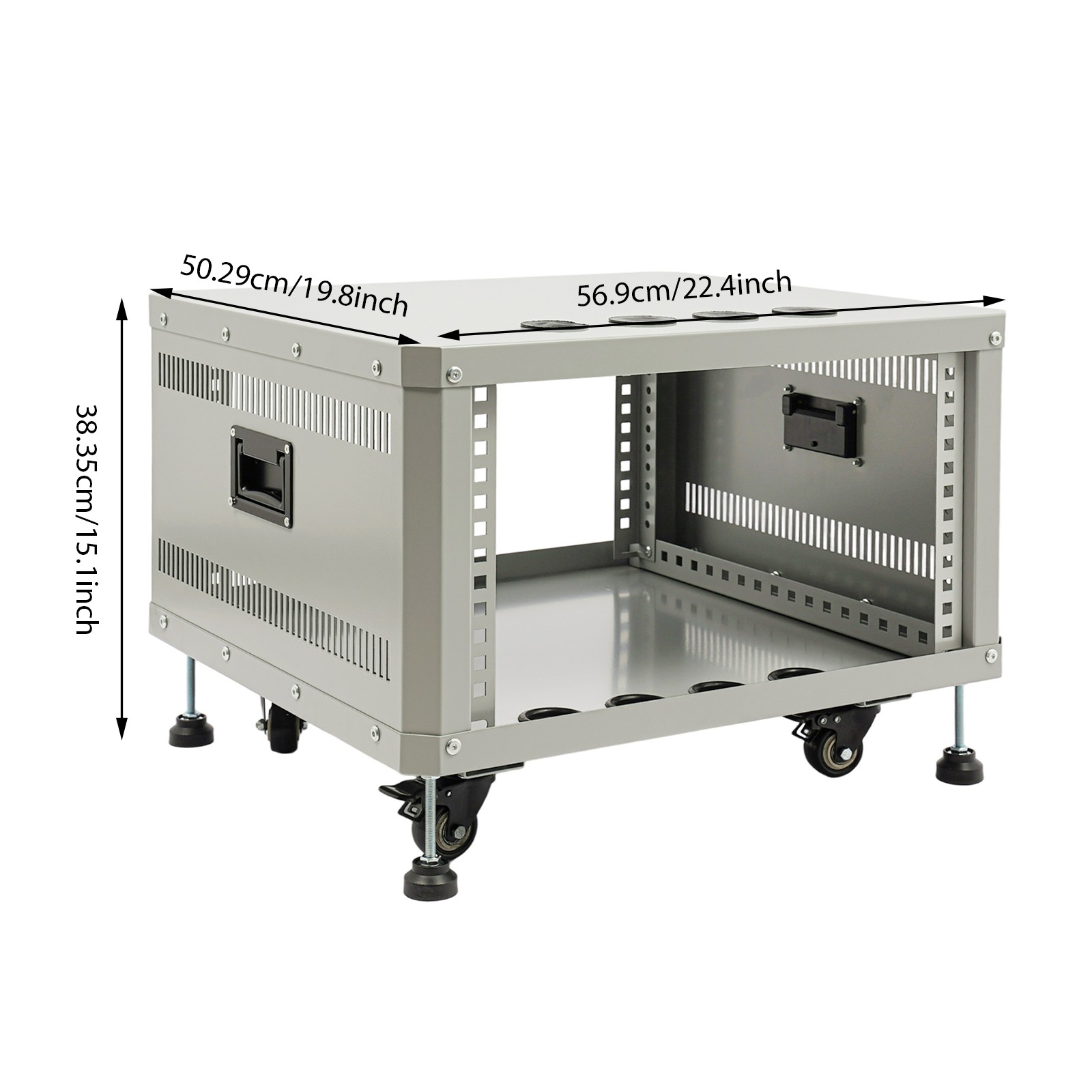 6U Stereo&Studio Rack w/ 4 Wheels, Rolling Network Cabinet Open Frame Rack