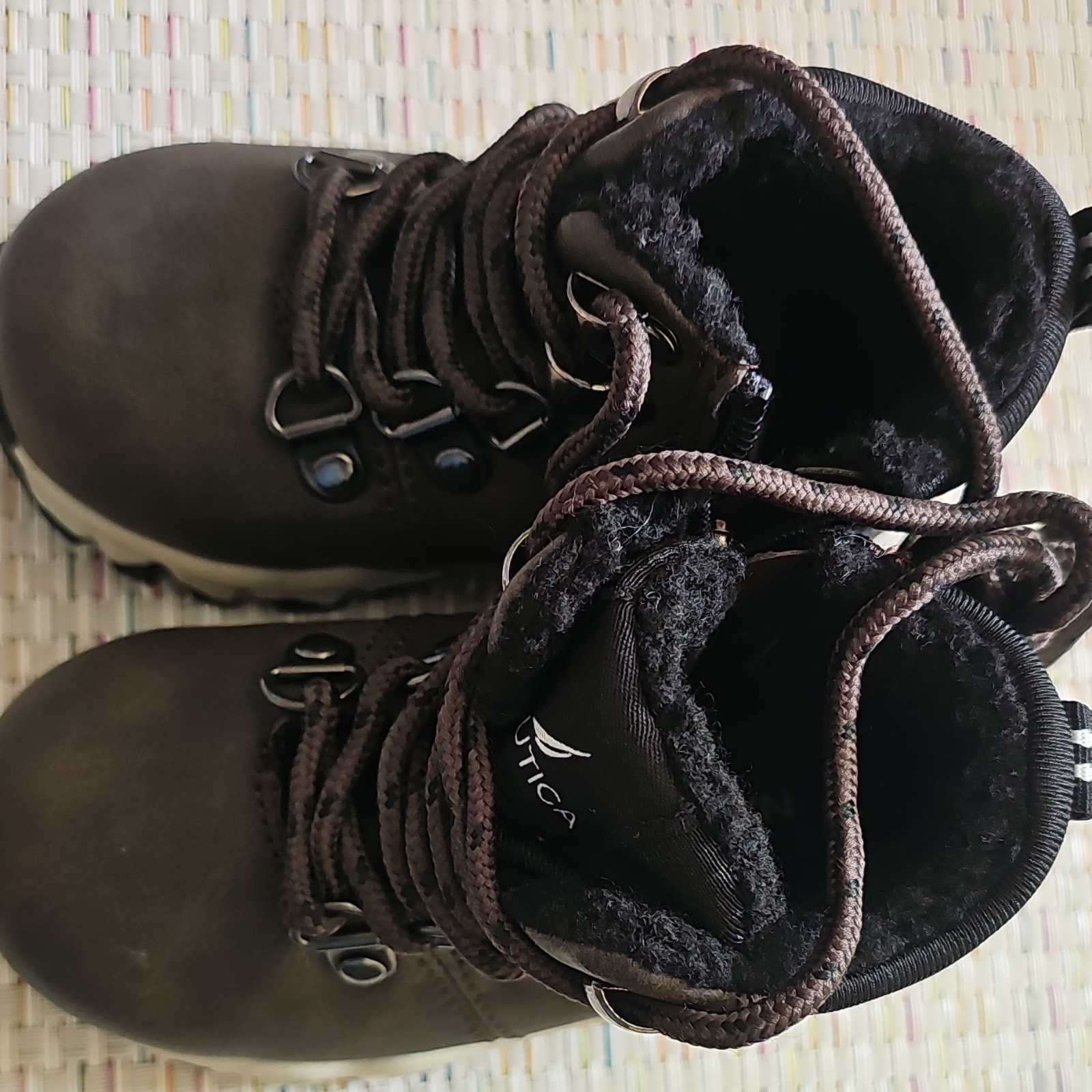 Nautica Ural Toddler Brown Faux Fur Bootie Unisex Kids Size 6 Flat Ankle Lace Up