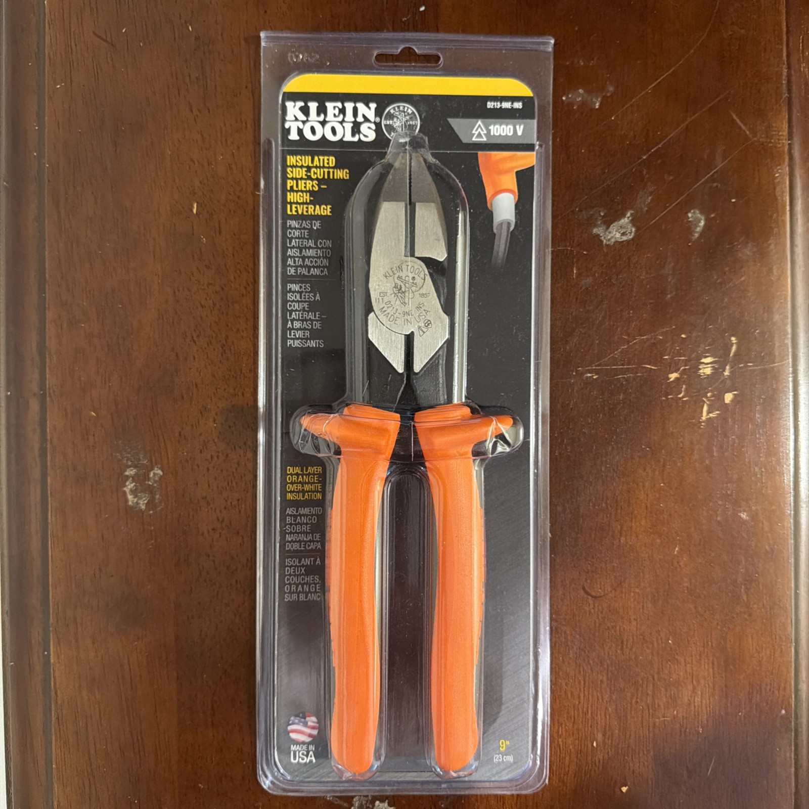 Klein Tools Insulated Side-Cutting Pliers High Leverage D 213 9NE-INS NEW