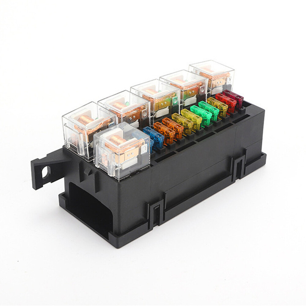 Car Modified Relay Fuse Box Kit w/ 11x Fuses + 6 Relays 5 Pin 12V Universal USA