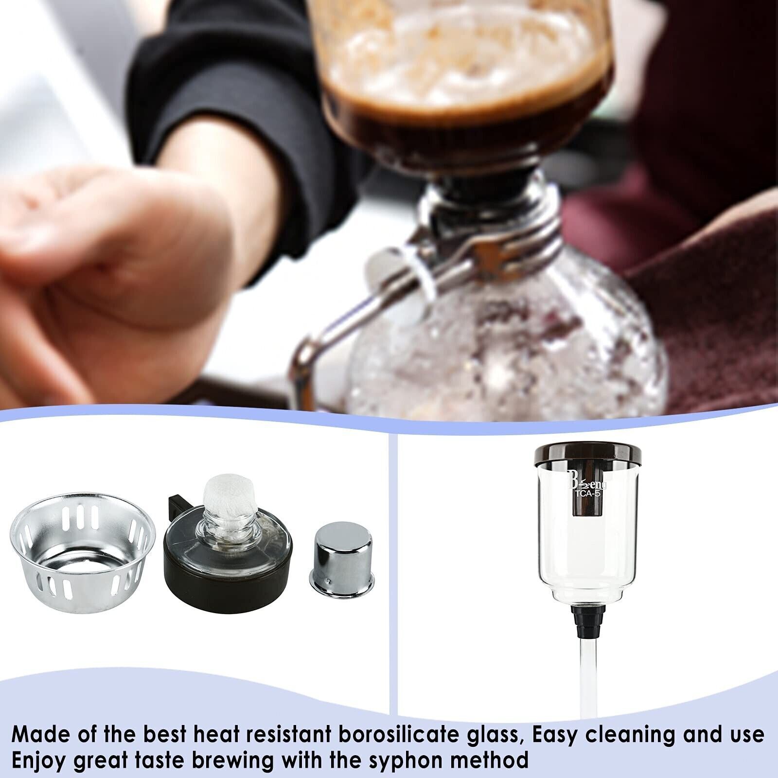 5-Cup Coffee Syphon Tabletop Siphon Gravity Coffee Maker Glass Siphon Vacuum