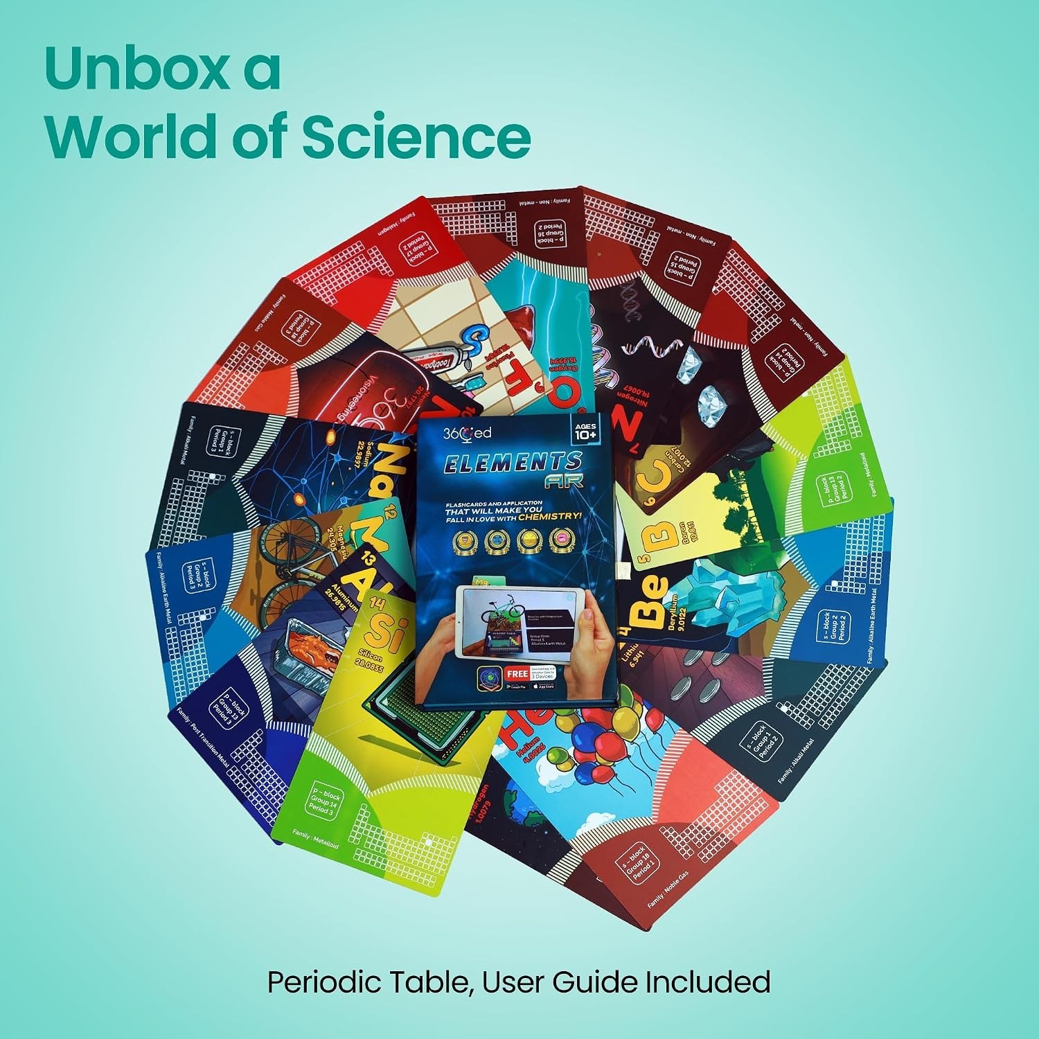360ed Elements AR Flashcards & Learning App Chemistry Learning Kit