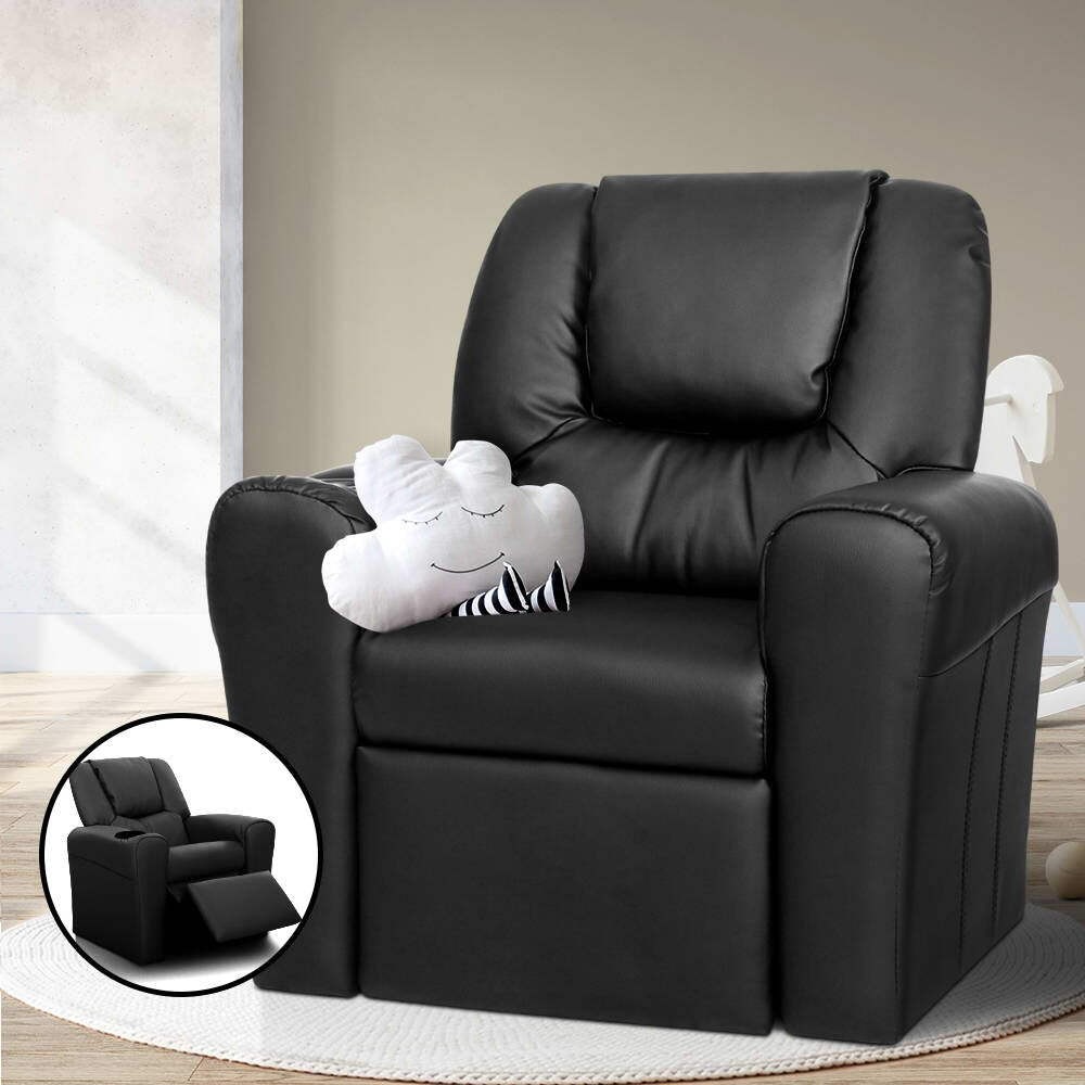 NNEDSZ Kids Recliner Chair Black PU Leather Sofa Lounge Couch Children Armchair