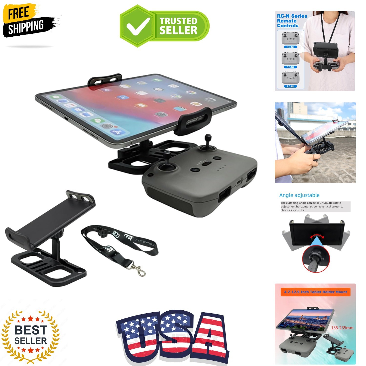 Drone Tablet Mount Holder - Universal Adjustable 4.7-12.9" Bracket Compatible...