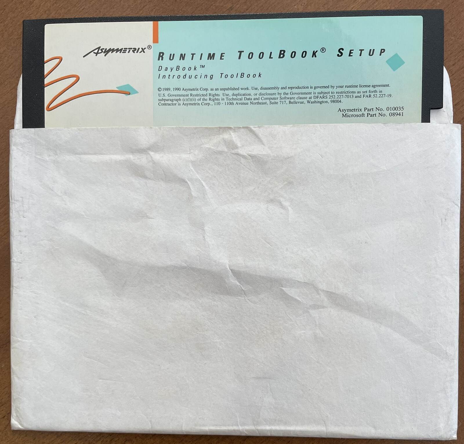 Vintage 1990 Asymetrix Runtime ToolBook Setup DayBook 5.25" Floppy Disk