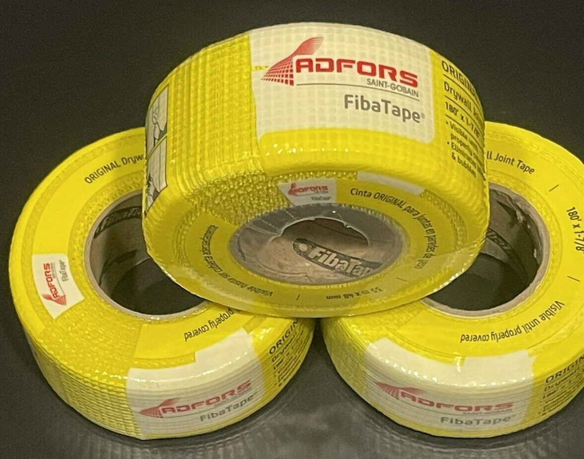 3 rolls of ADFORS FibaTape Original Drywall Joint Tape Yellow 180’ x 1-7/8”
