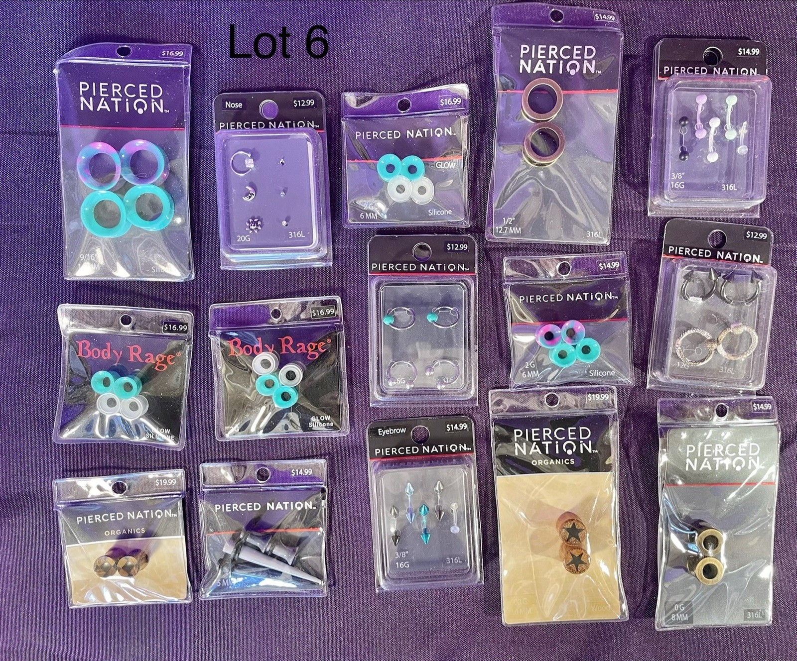 Body Piercing Jewelry Mix Lot Of 15 Wholesale New Retail Packaging