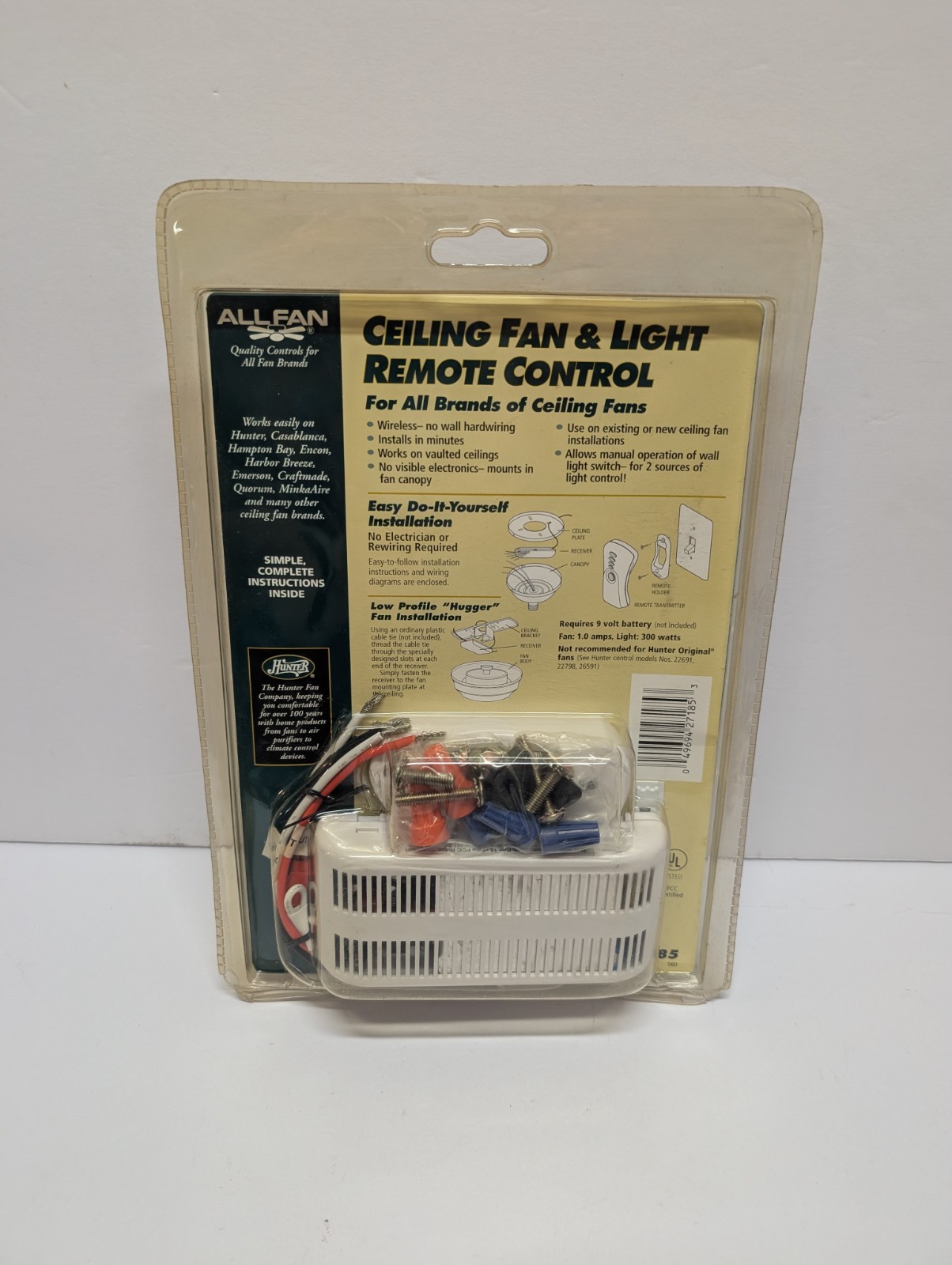 Hunter All Fan Ceiling Fan & Light Remote Control Model 27185 New PACKAGE DAMAGE