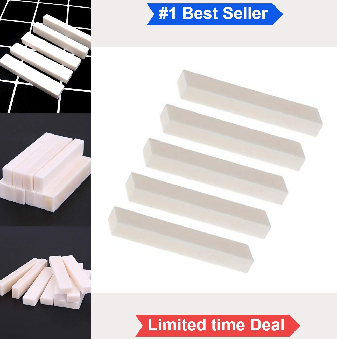 Guitar Blank Bone Nut 52x10x6mm 5 Pack Untrimmed Unslotted for Acoustic