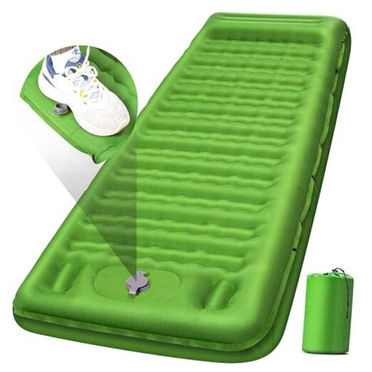 FNARMW Camping Sleeping Pad, Extra Thick 5 Inch Camping Mat with Pillow Green