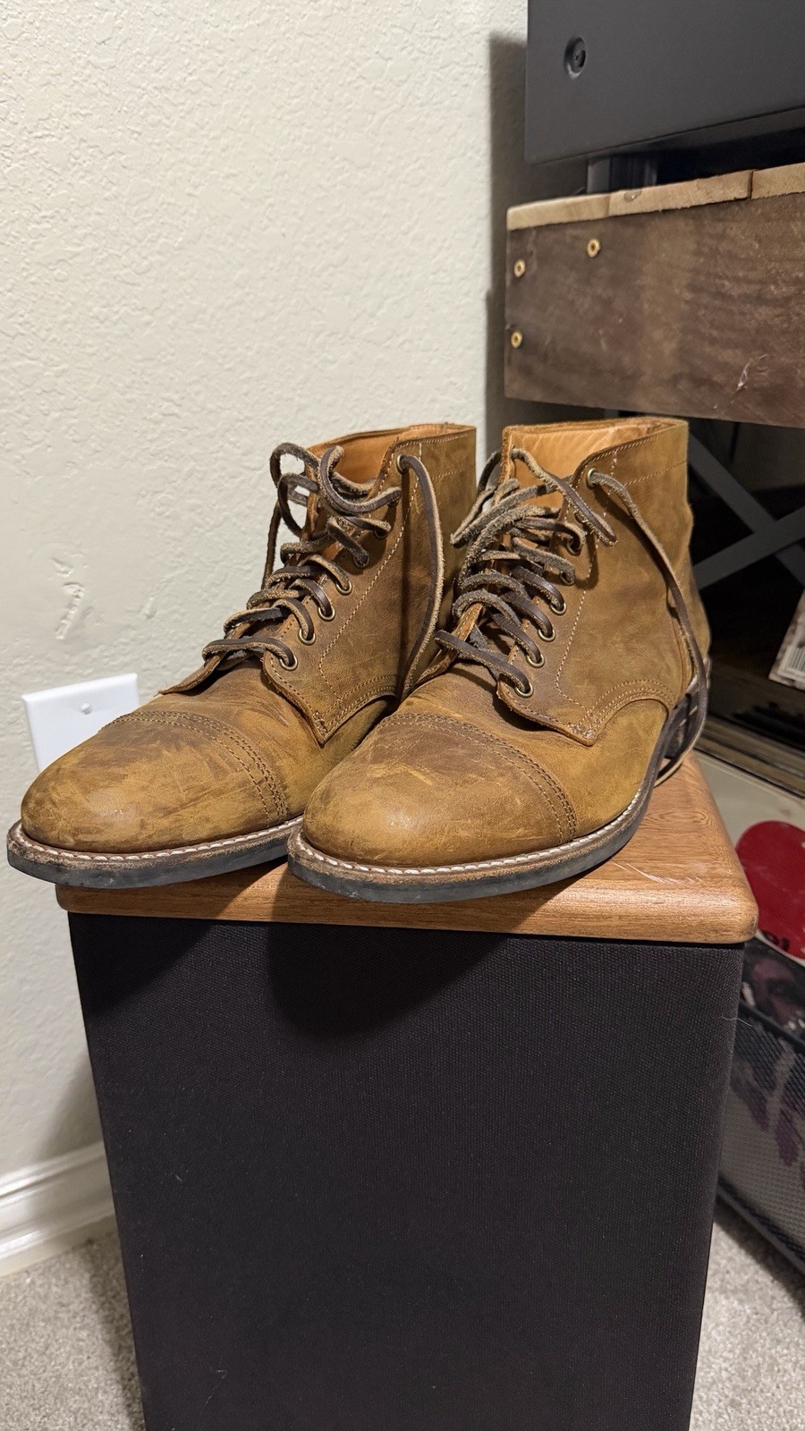 Thursday Boot Co Mens Captain Brandy Brown Leather Cap Toe Lace up Boots 10