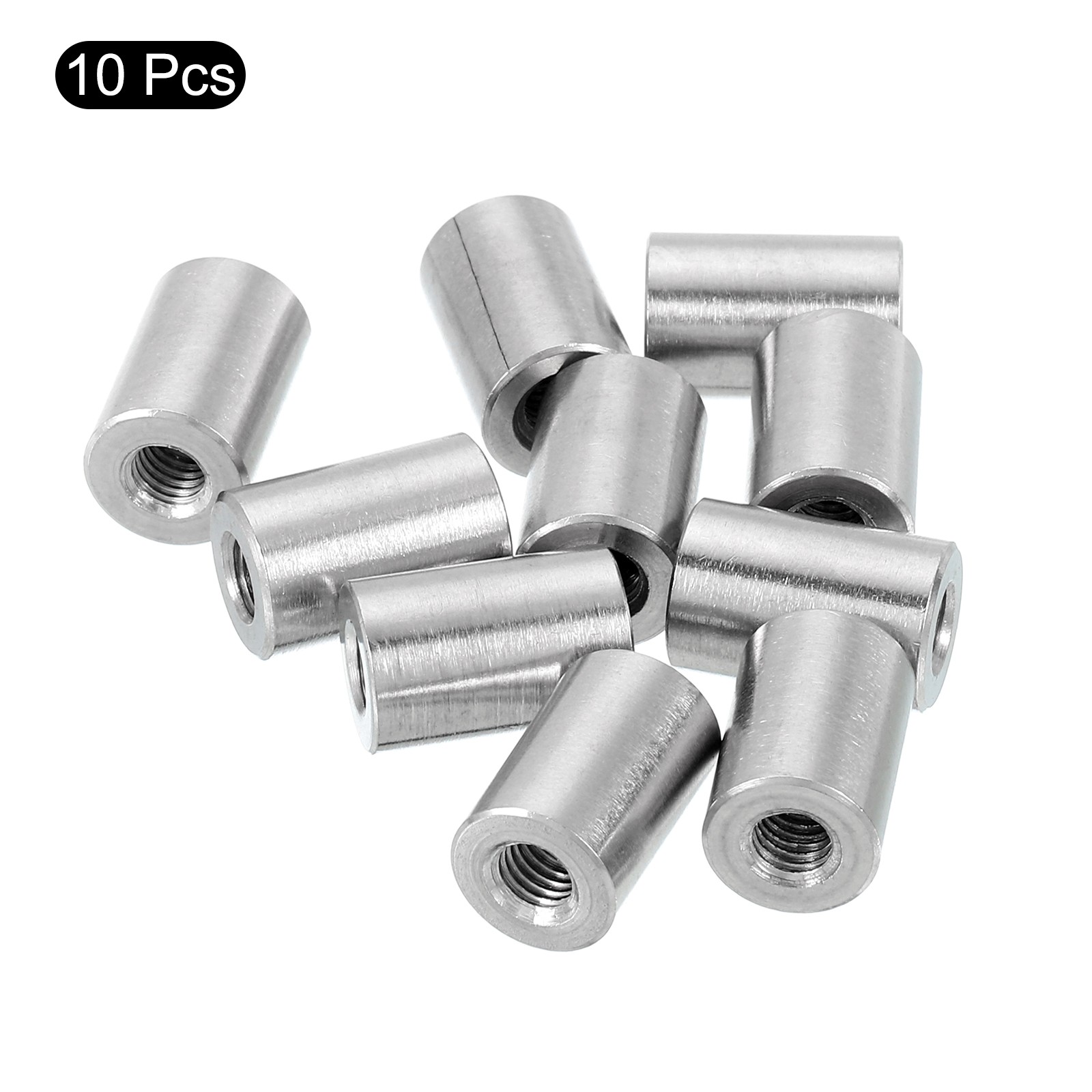 10Pcs Round Connector Nuts, M5x15x10mm Coupling Nut Sleeve Rod Bar Stud Nut