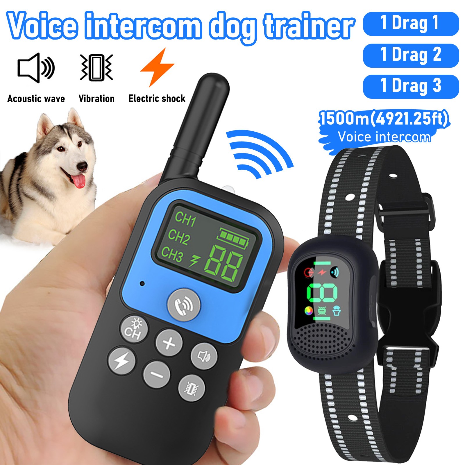 Walkie Talkie Shock Collar for Dogs Training Collar 4921ft with Remote Control