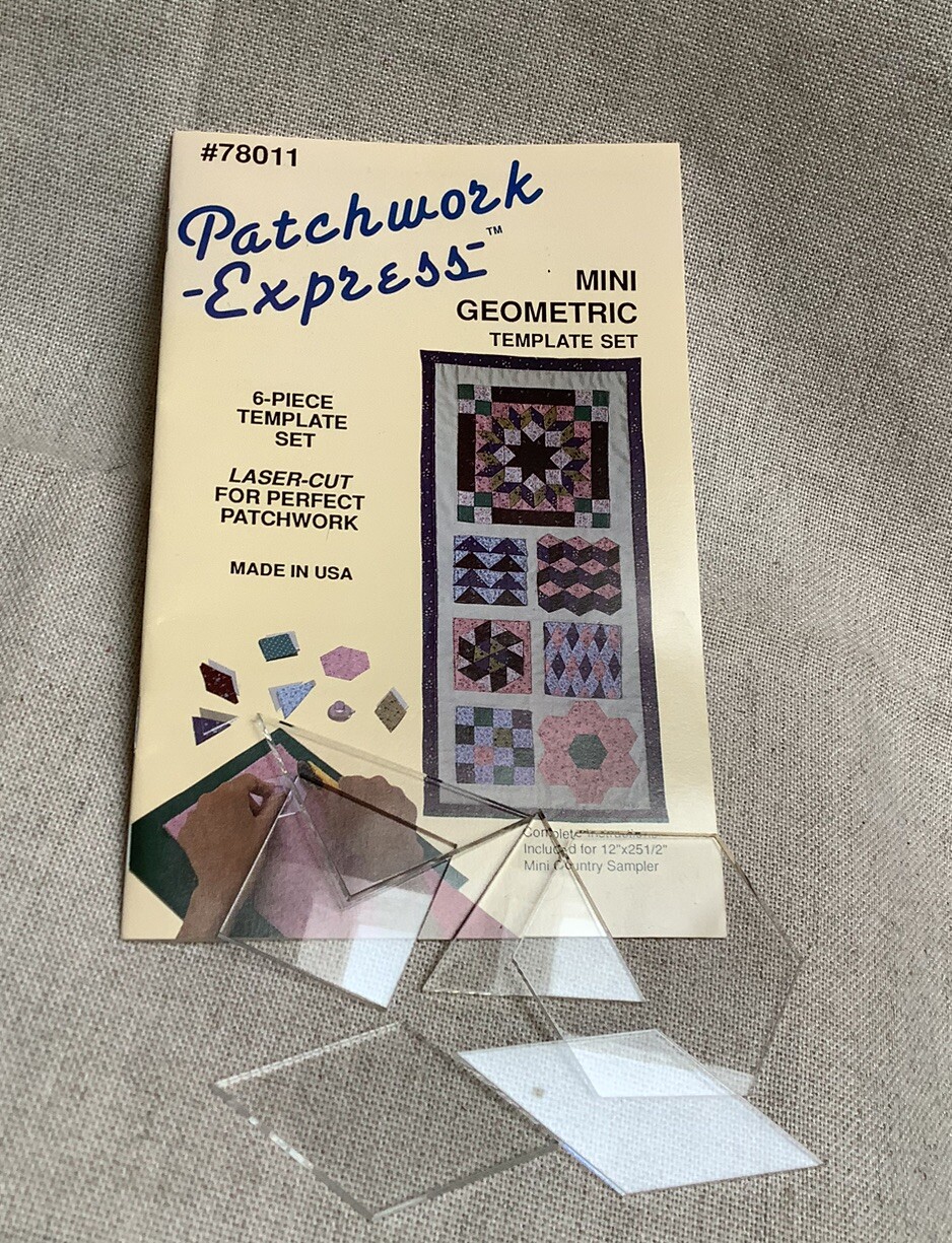 Patchwork Express Mini Geometric Quilt Template Set 6 Pieces Plus Pattern