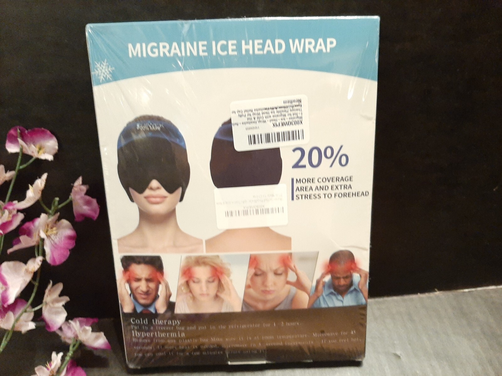 JUIWER HEADACHE MIGRAINE ICE HEAD WRAP RELIEF HAT