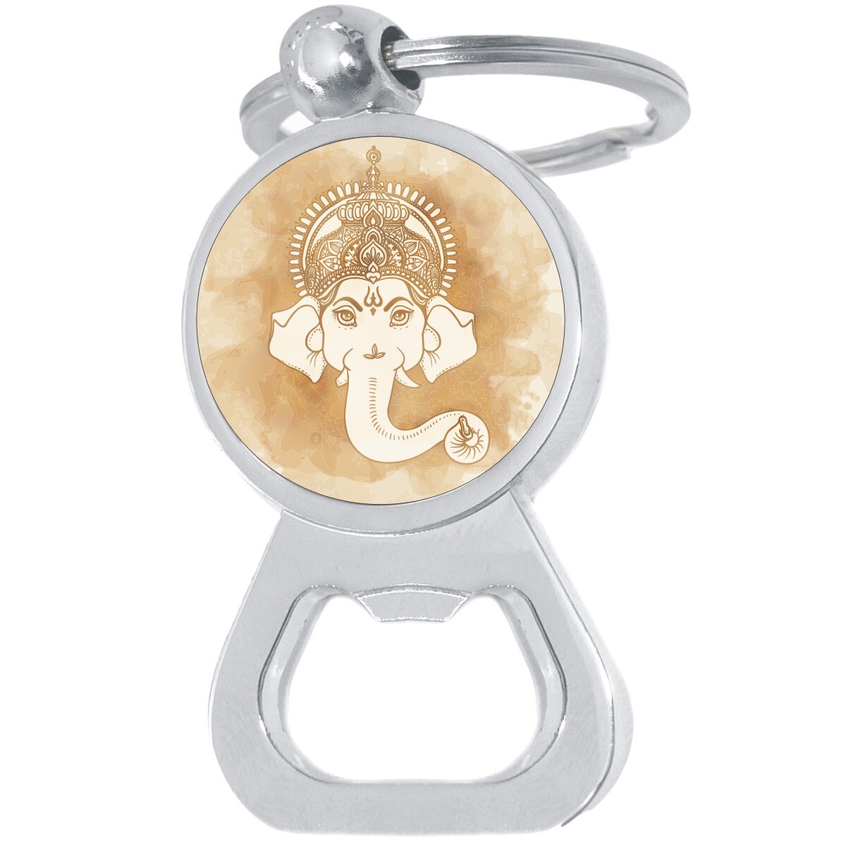 Religious Elephant Bottle Opener Keychain - Metal Beer Bar Tool Key Ring