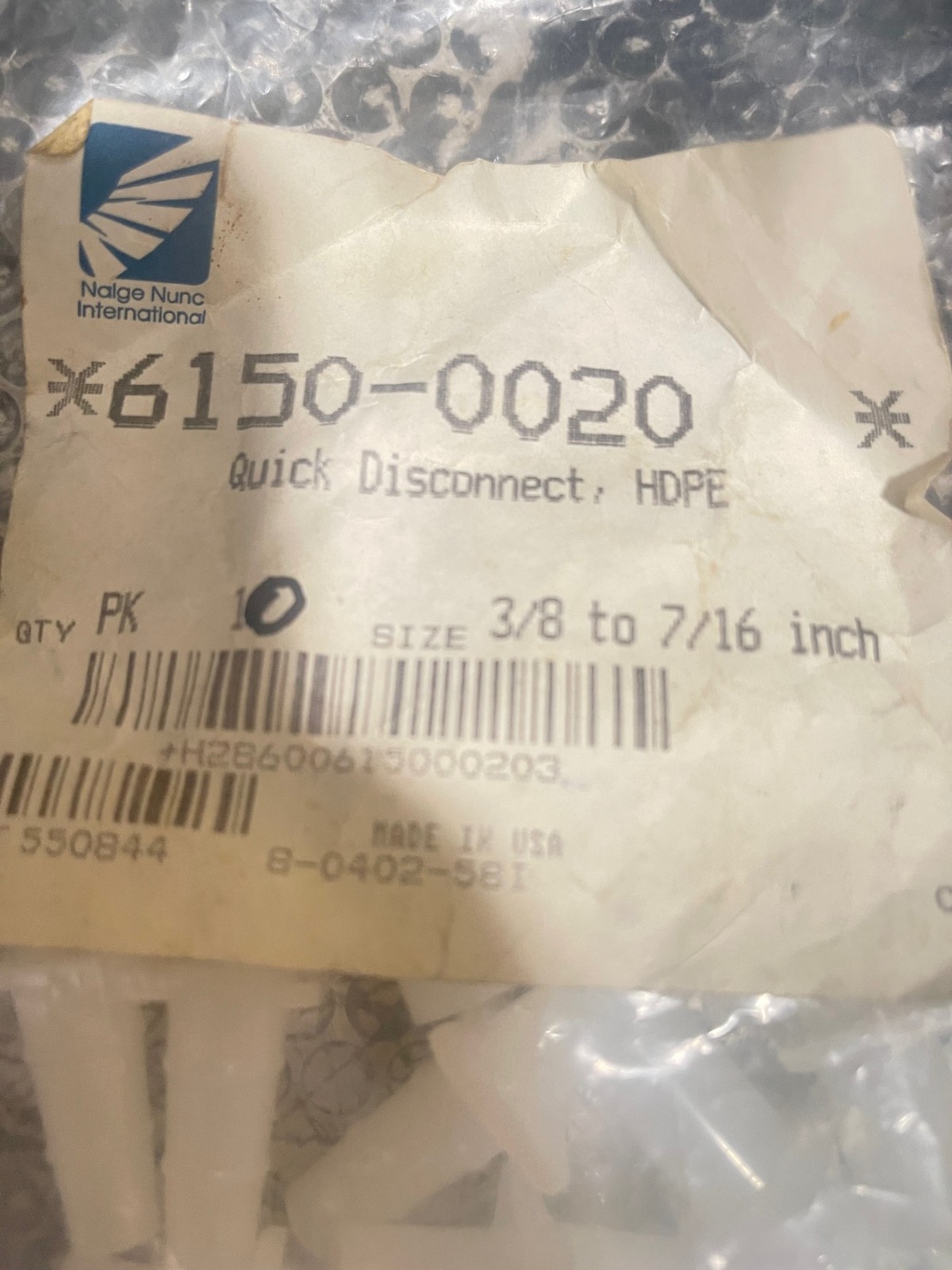Lot of 10 Thermo Scientific Nalgene 6150-0020 Quick Disconnect COUPLING HDPE(R4)