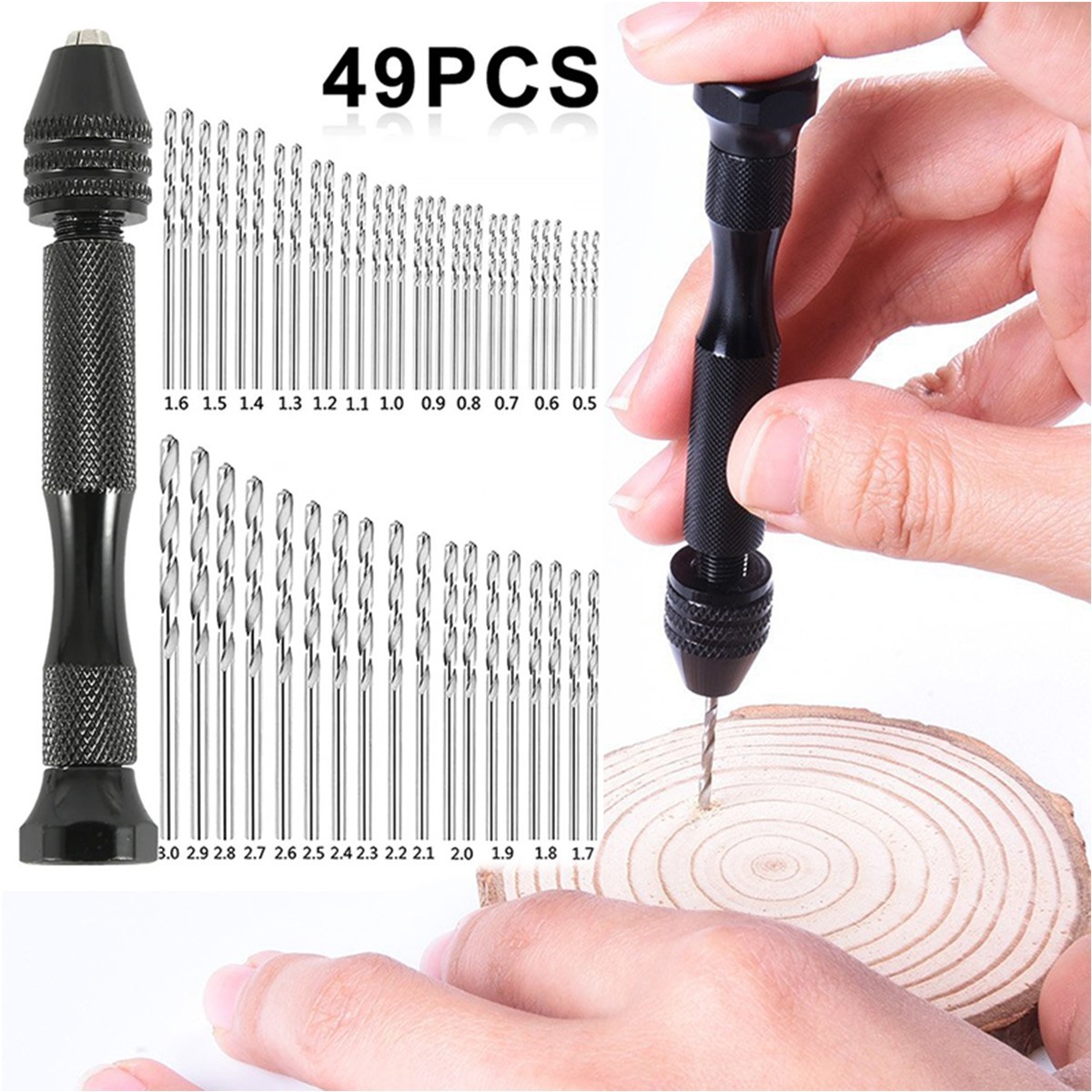 49pcs Diamond Twist Drill Bits Set 0.2–3.4mm for Jewelry Glass Stones Gemstones