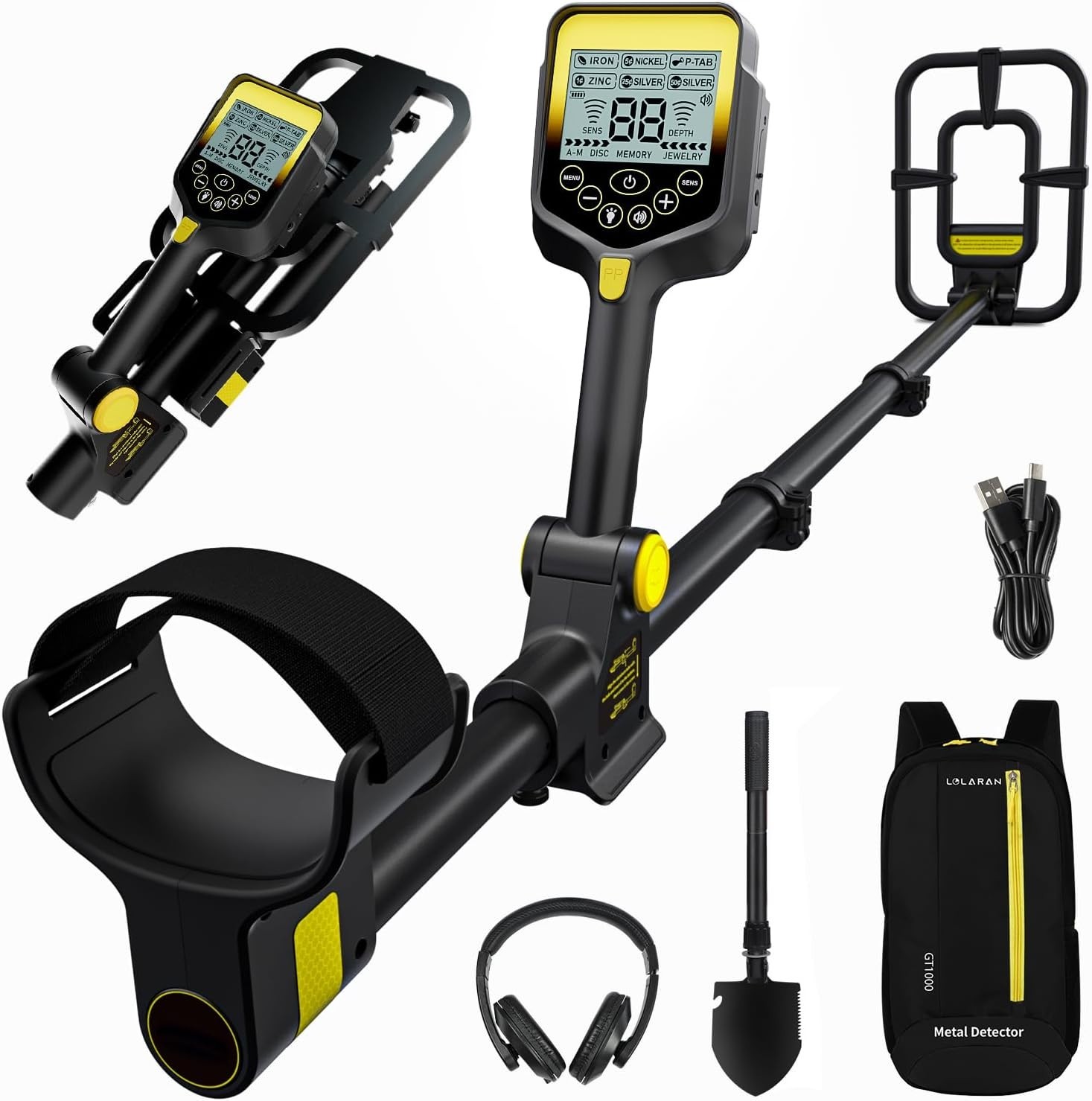 Professional Metal Detector Waterproof Adjustable LCD Gold Finder 20H Run