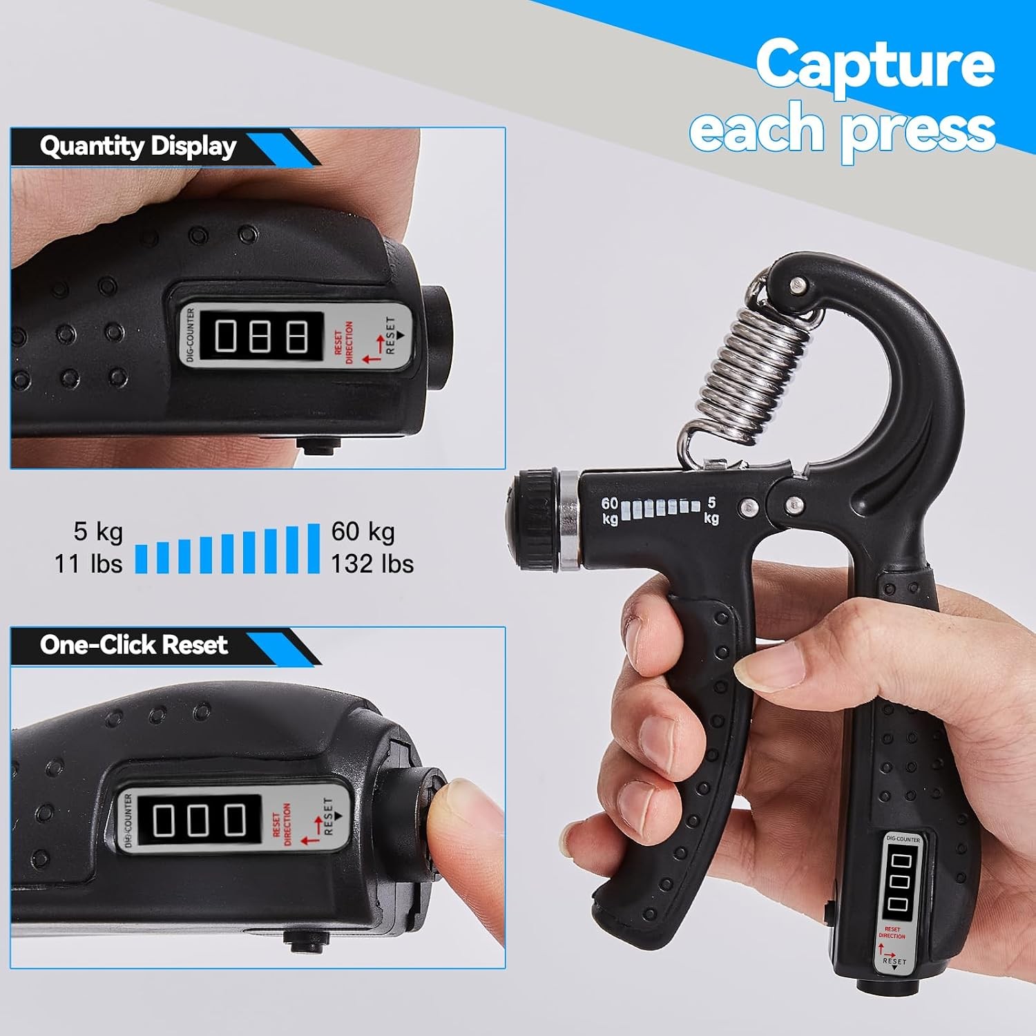 7PCS Grip Strength Trainer Kit, 2 Adjustable Forearm Resistance Grips, Finger