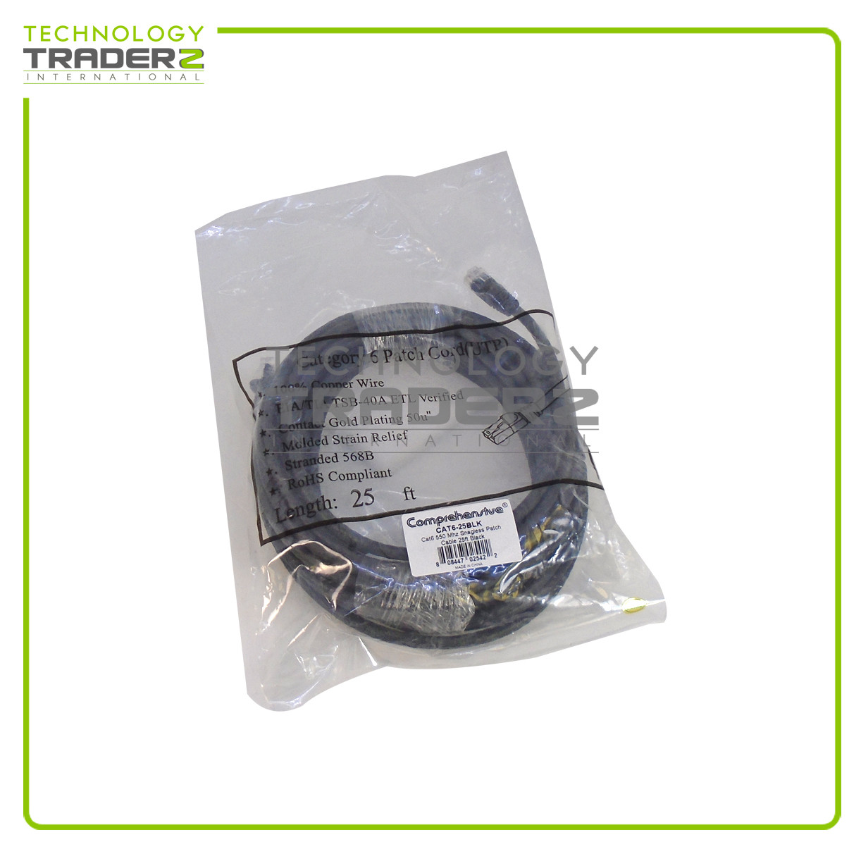 CAT6-25BLK Comprehensive 25' 7.6m Cat6 550MHz Snagless Patch Cable *New Bulk*