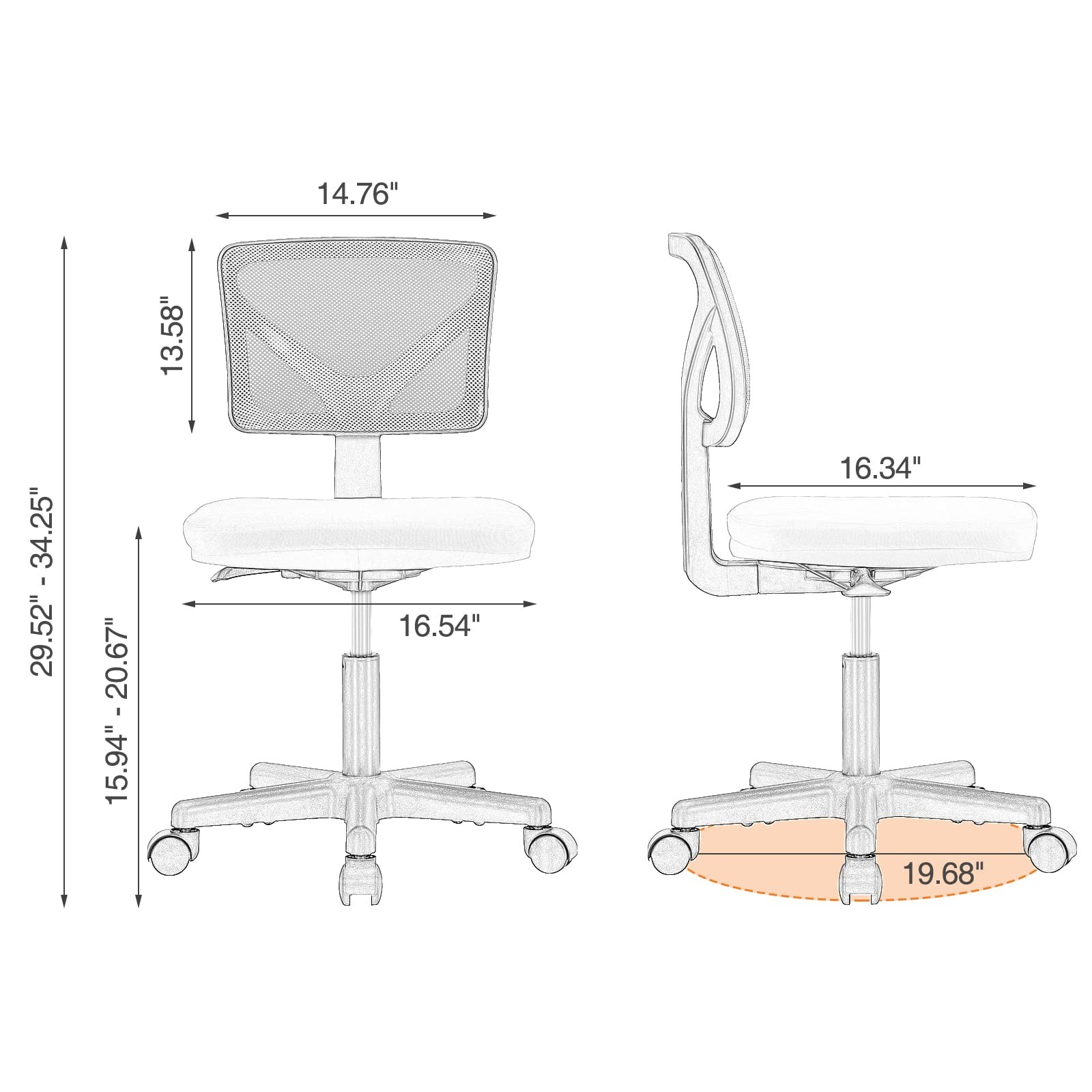 Small Office Chair, Ergonomic LowBack Mesh Rolling Work Swivel Chairs with Wh...