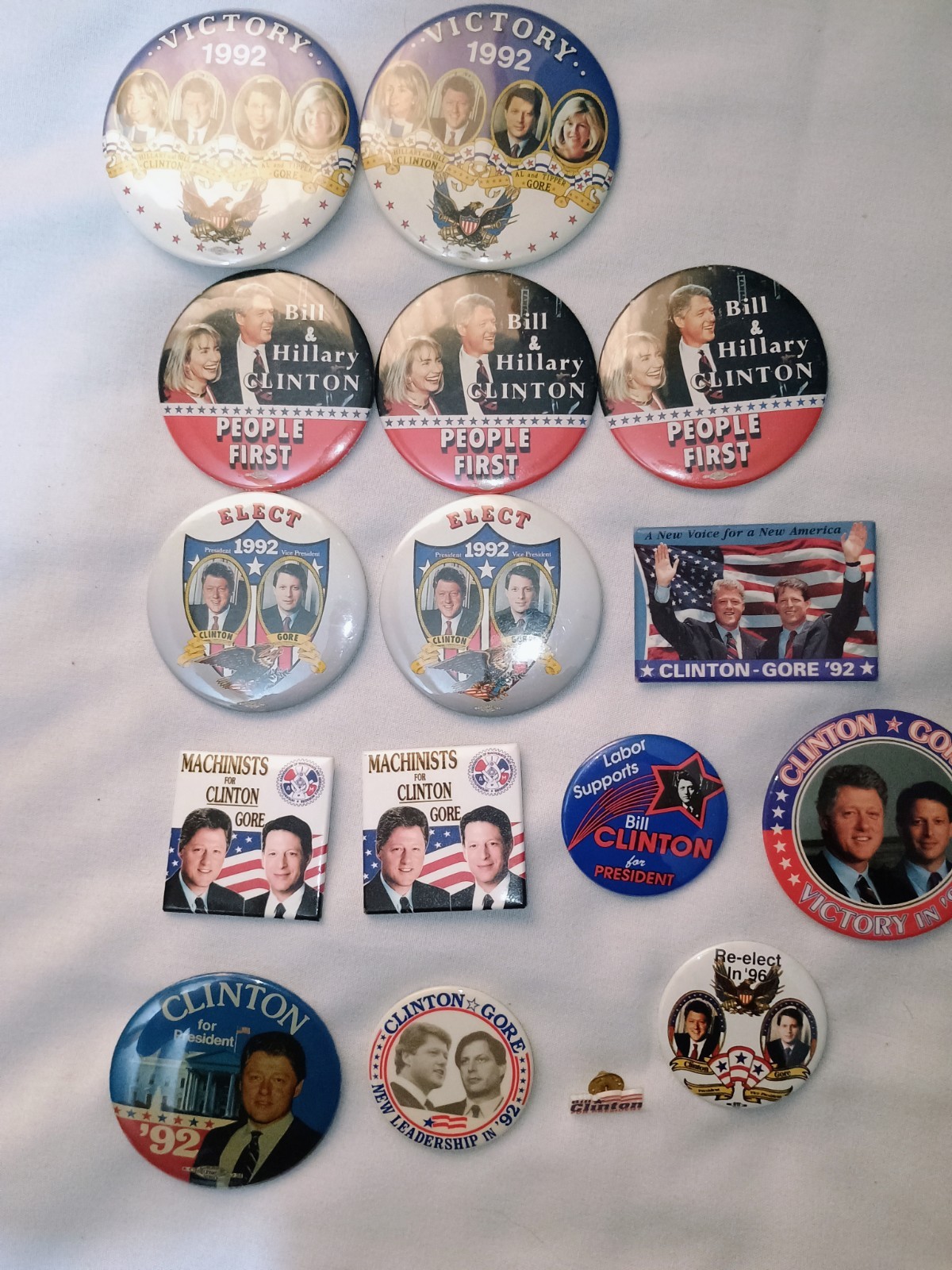 Vintage Bill Clinton Campaign Pin Button Lot
