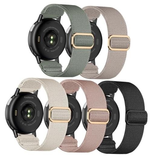 5 Pack Stretchy Nylon Bands Compatible black/starlight/rose pink/cactus/stone