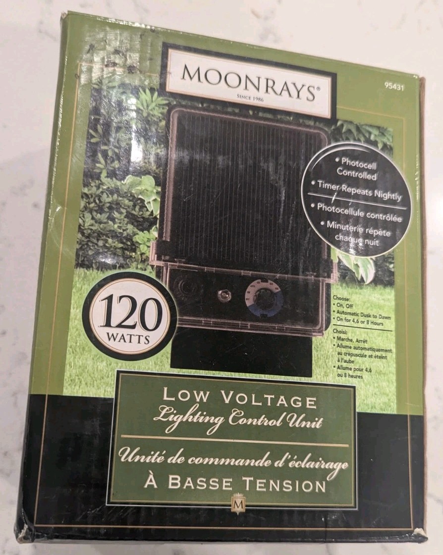 Moonrays 95431 Low Voltage Lighting Control Transformer 120W 12V Timer Photocell