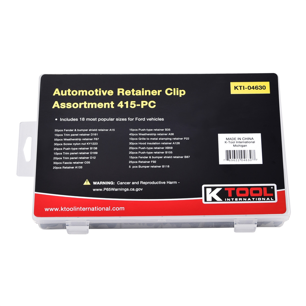 K-Tool 4630 415 Piece Automotive Retainer Clip Assortment