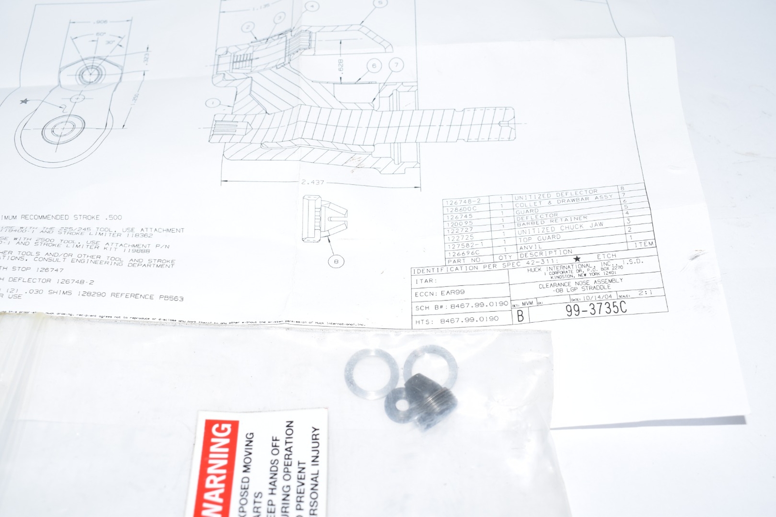 NEW Huck 99-3735 Nose Assembly Part
