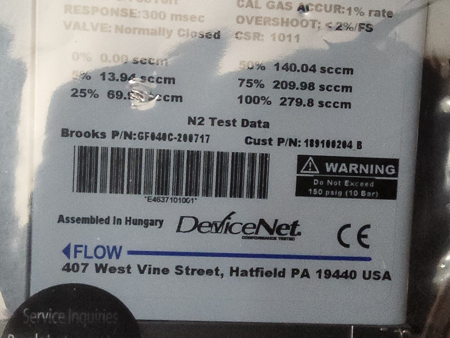 Mass Flow Controller Brooks Instruments GF040C