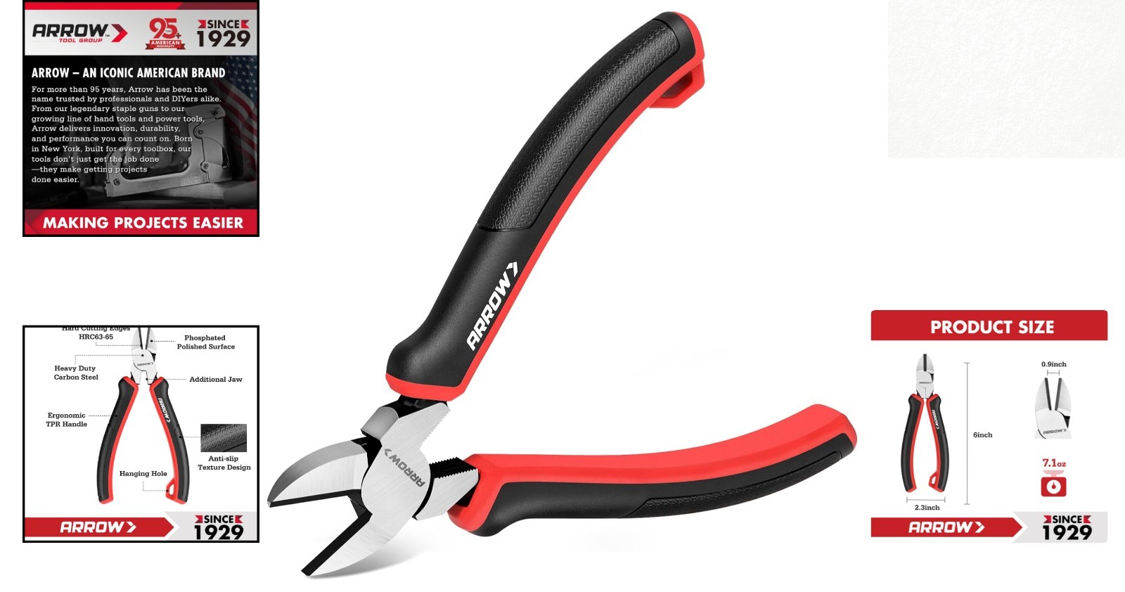 Heavy-Duty 6 Inch High-Leverage Pliers with Soft TPR Handle for Easy Cutting