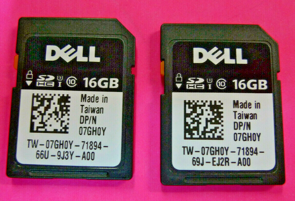(LOT OF 2) Genuine Dell 16GB iDRAC vFLASH Class 10 SD Card Module 7GH0Y