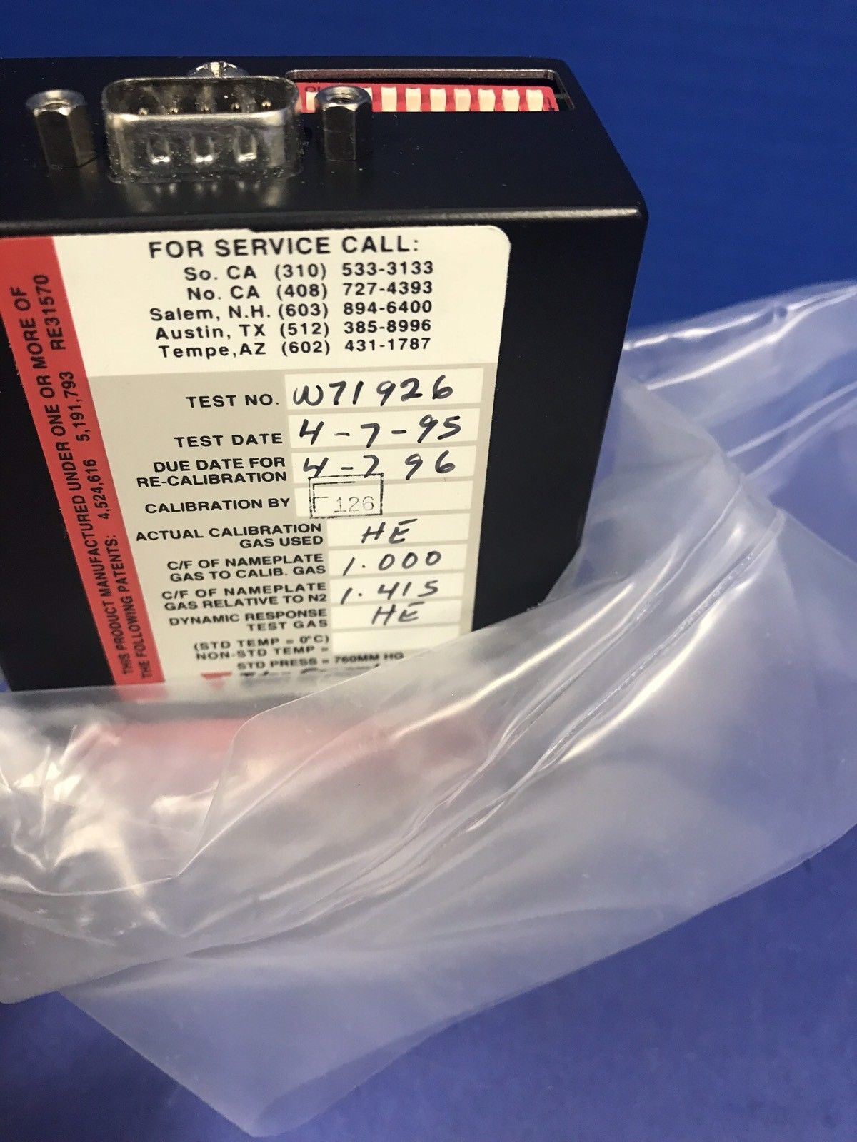 Tylan 2900 MFC PC-5979M Mass Flow Controller, 50 SCCM, HE, Block Mount, Rfrb