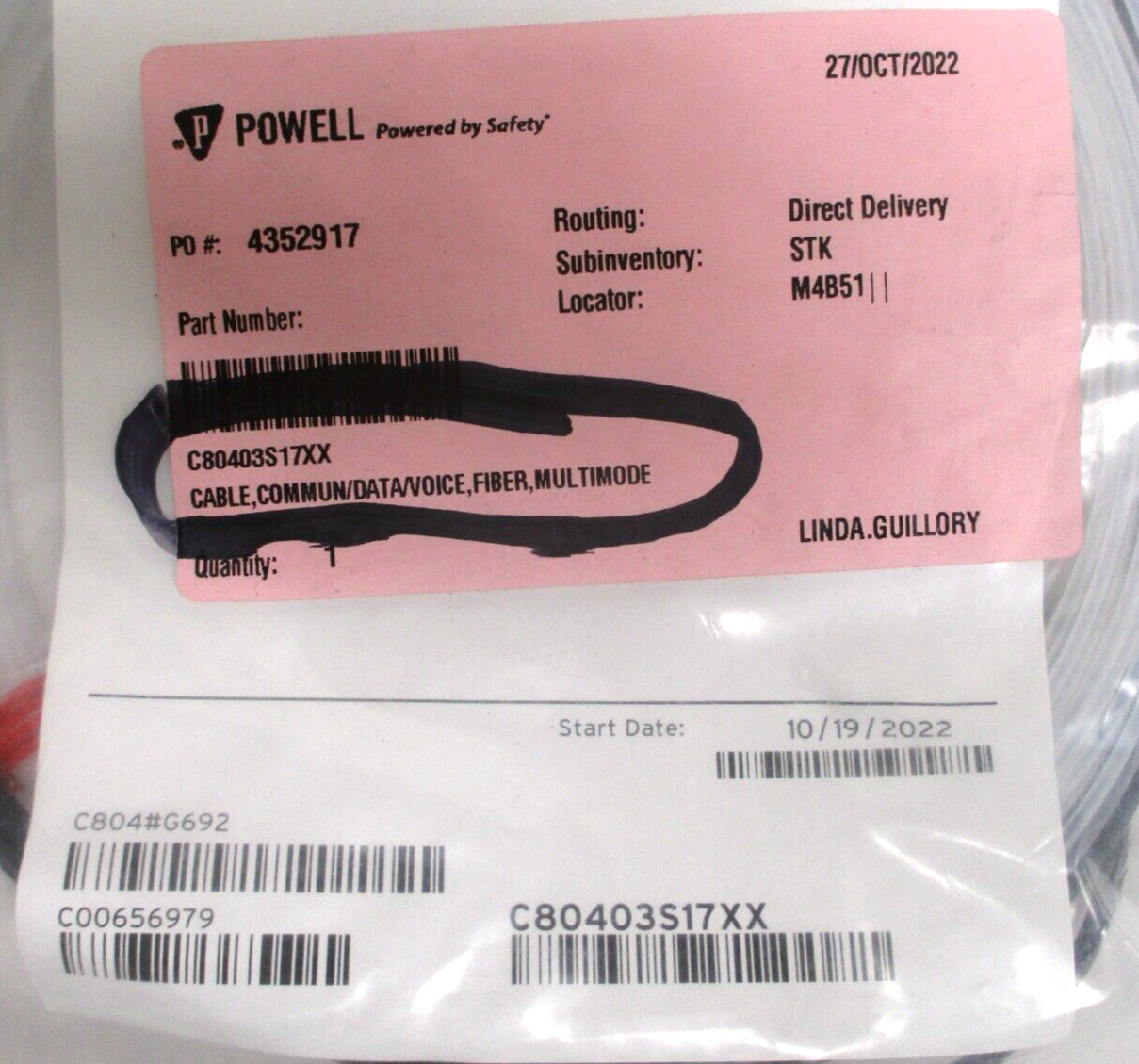 SCHWEITZER ENGINEERING , C80403S17XX, COMMUN/DATA/VOICE/FIBER/MULTIMODE, SURPLUS