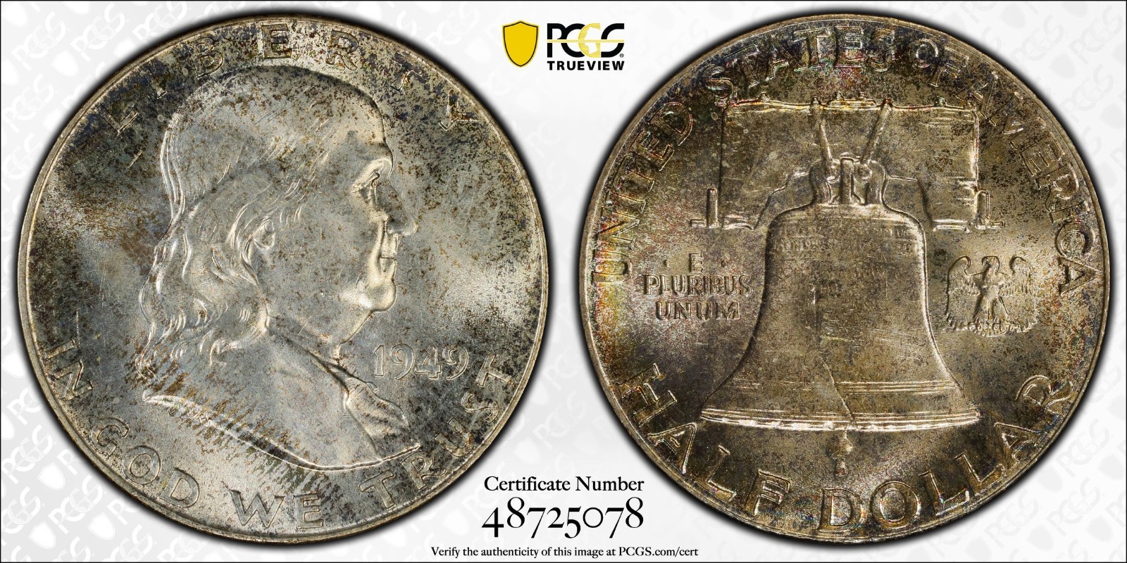 1949 PCGS MS66FBL Full Bell Lines Franklin Half Dollar