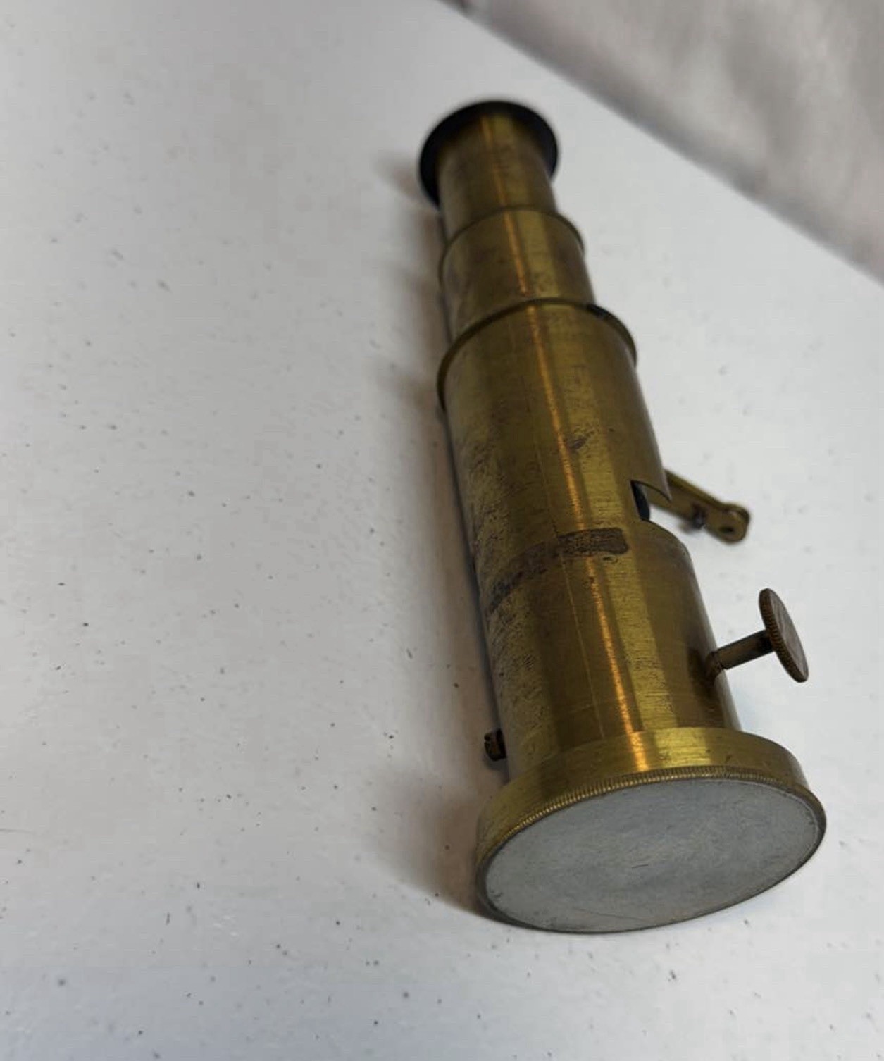 Antique Brass Field Drum Microscope With Original Box, Slides
