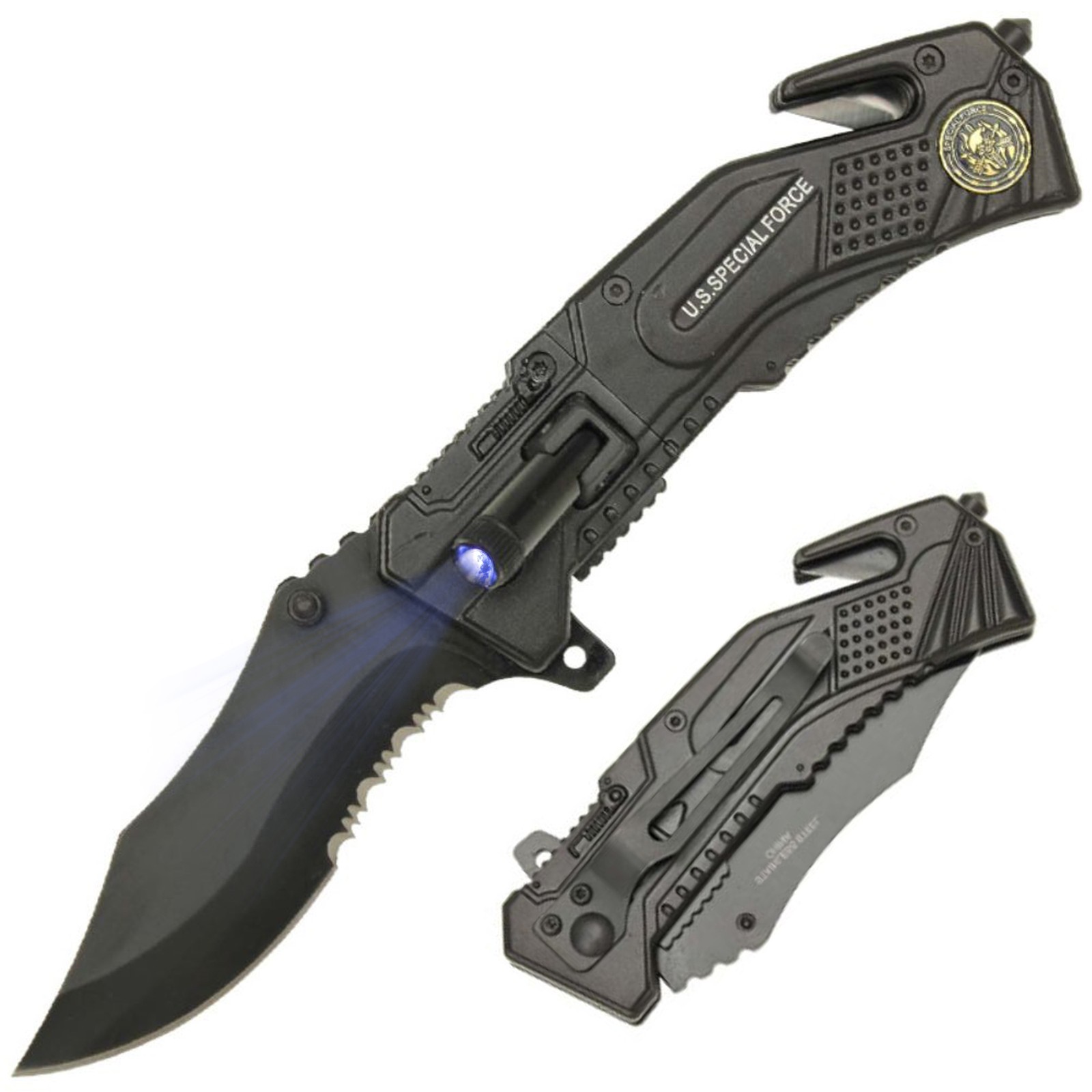 Special Force Tactical  Emergency Assist LED Glass Breaker Belt Cutter Knife