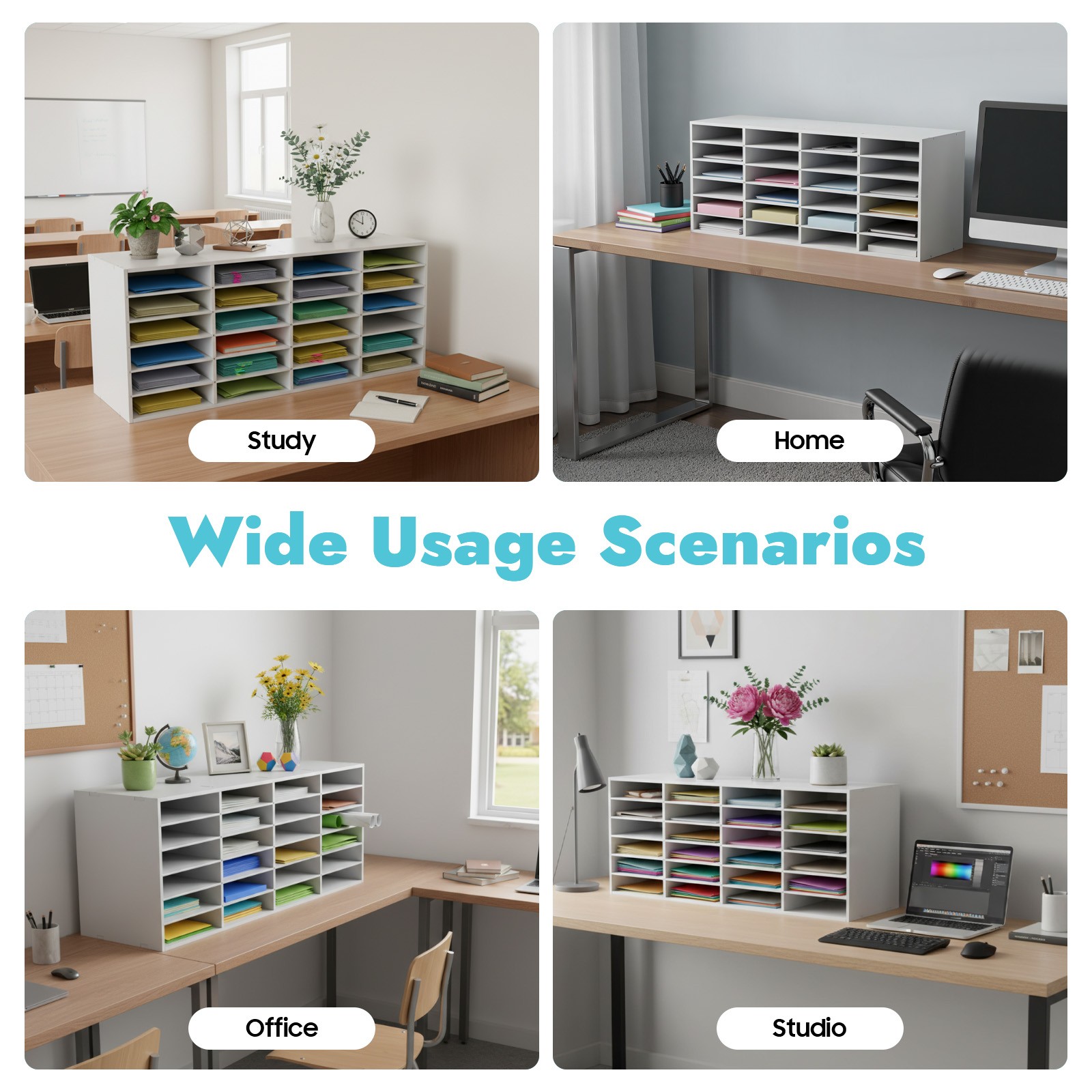 24 Slots Paper & Mail Organizer File Classification Cabinet Literature Organizer