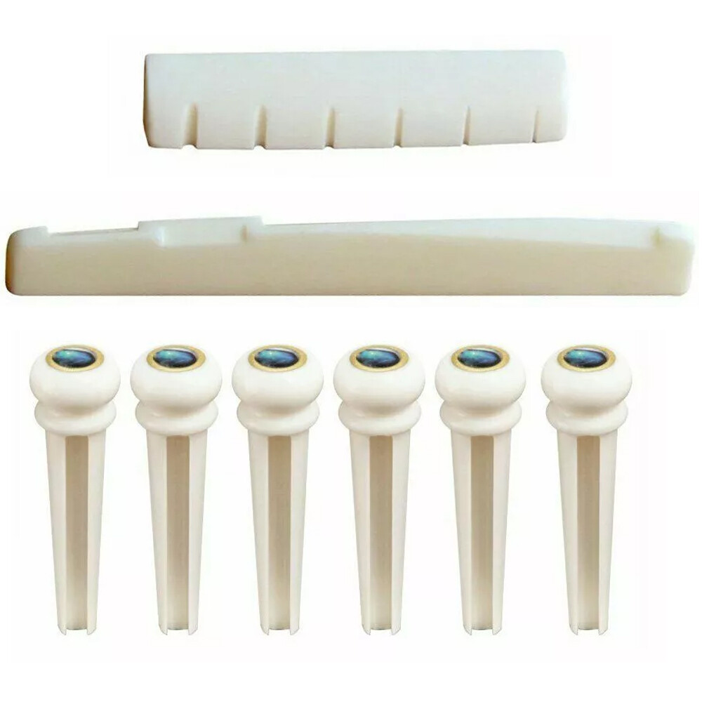 32Pcs Cattle Bone Guitar Saddle Nut Pins String Peg Acoustic Bridge Luthier US