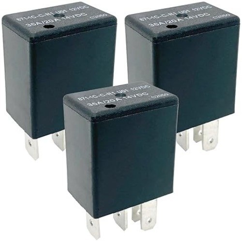 3-Pack 871-1C-C-R1 U01 12VDC Relay - 35A/20A 5-Pin SPDT Automotive Relay - Compa